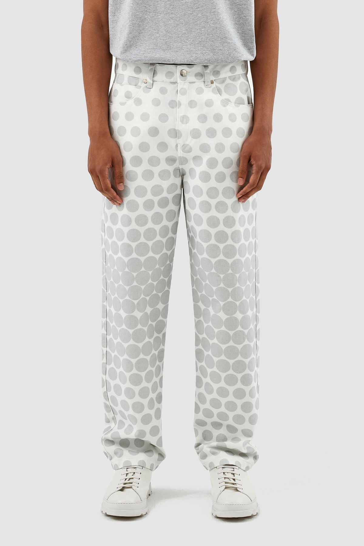 Pantalon à pois Paul - Crème/Gris clair
