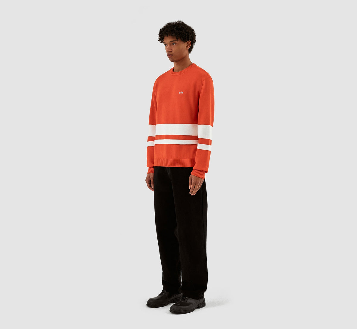 Pull en tricot rayé - Rouge/Blanc