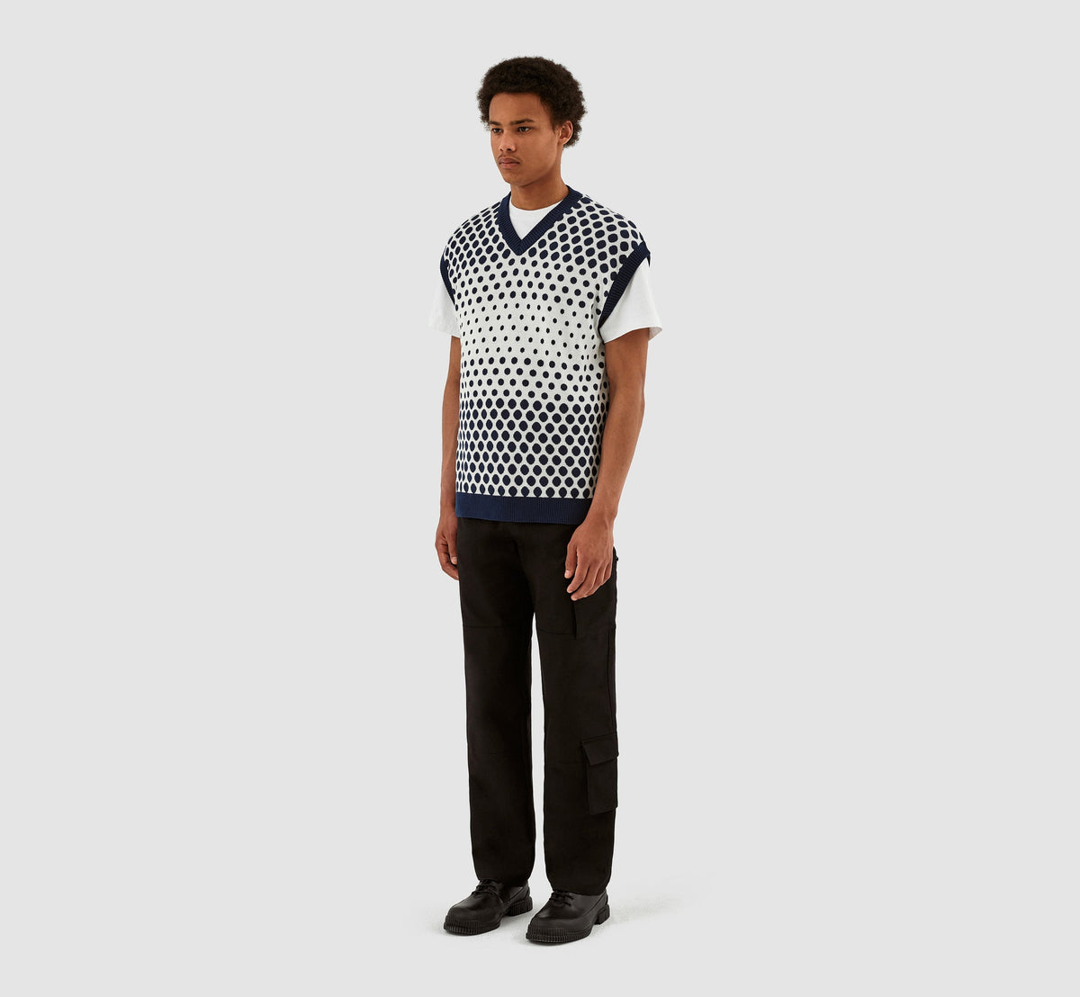 Tricot à pois Karl - Marine/Crème