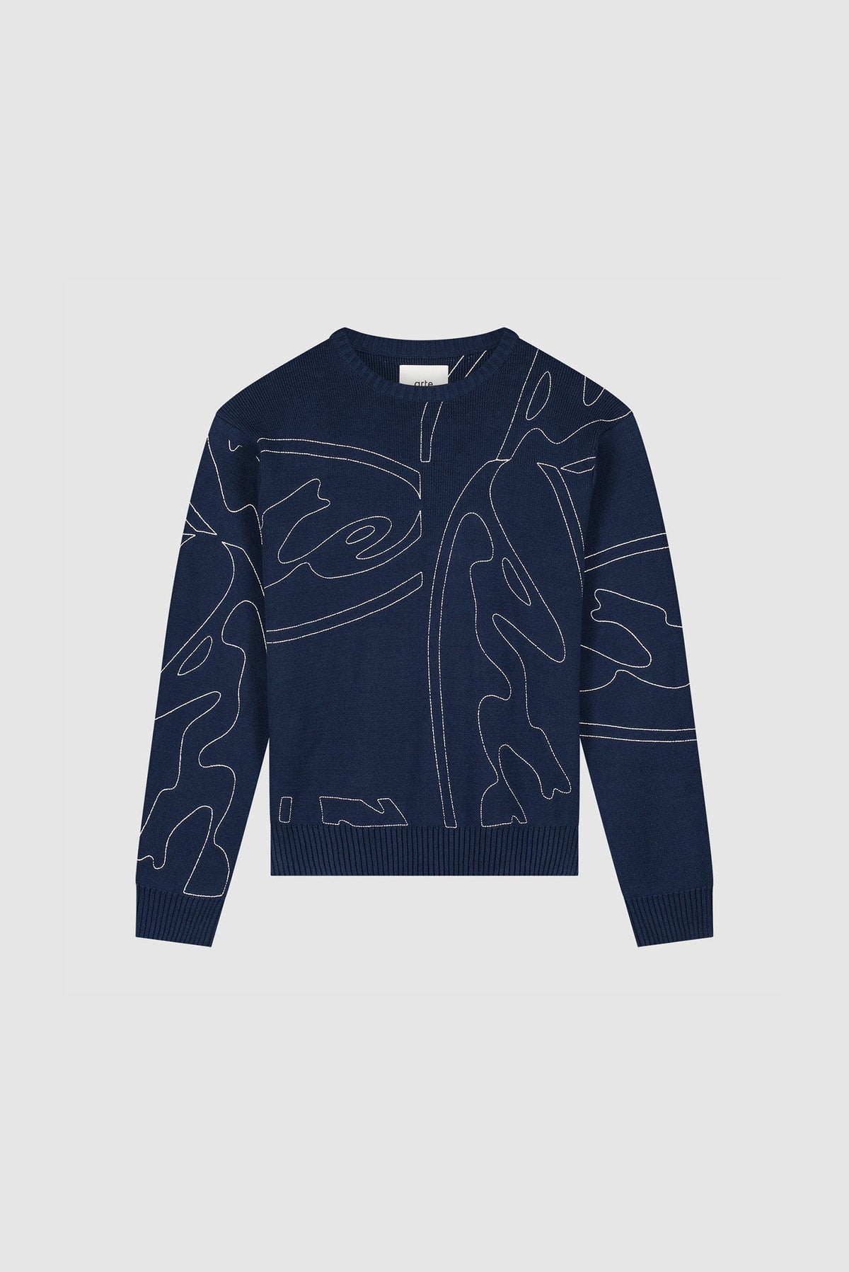 Pull en maille avec logo cercle sur toute la surface - Bleu marine
