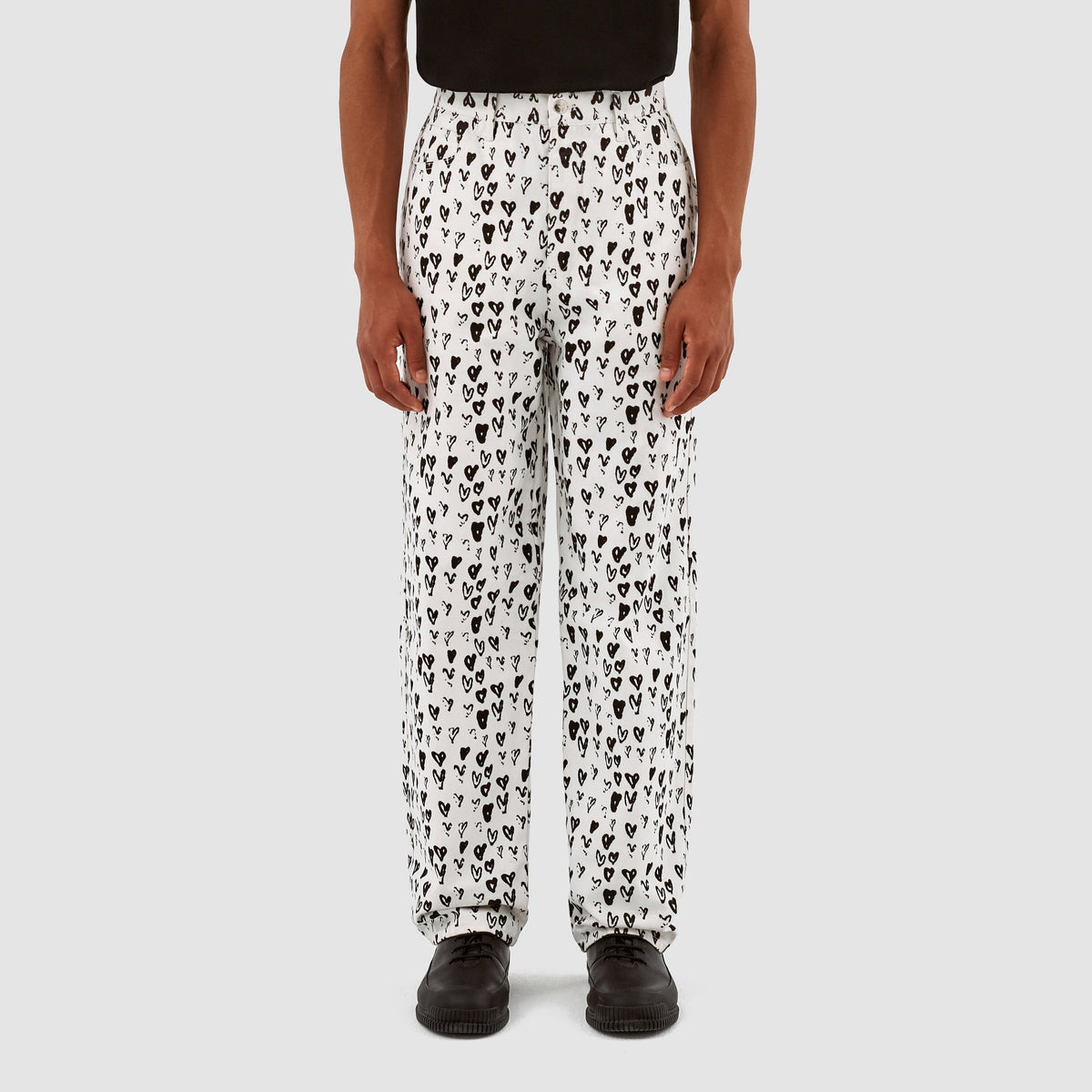 Pantalon Jean Allover Heart - Blanc/Noir