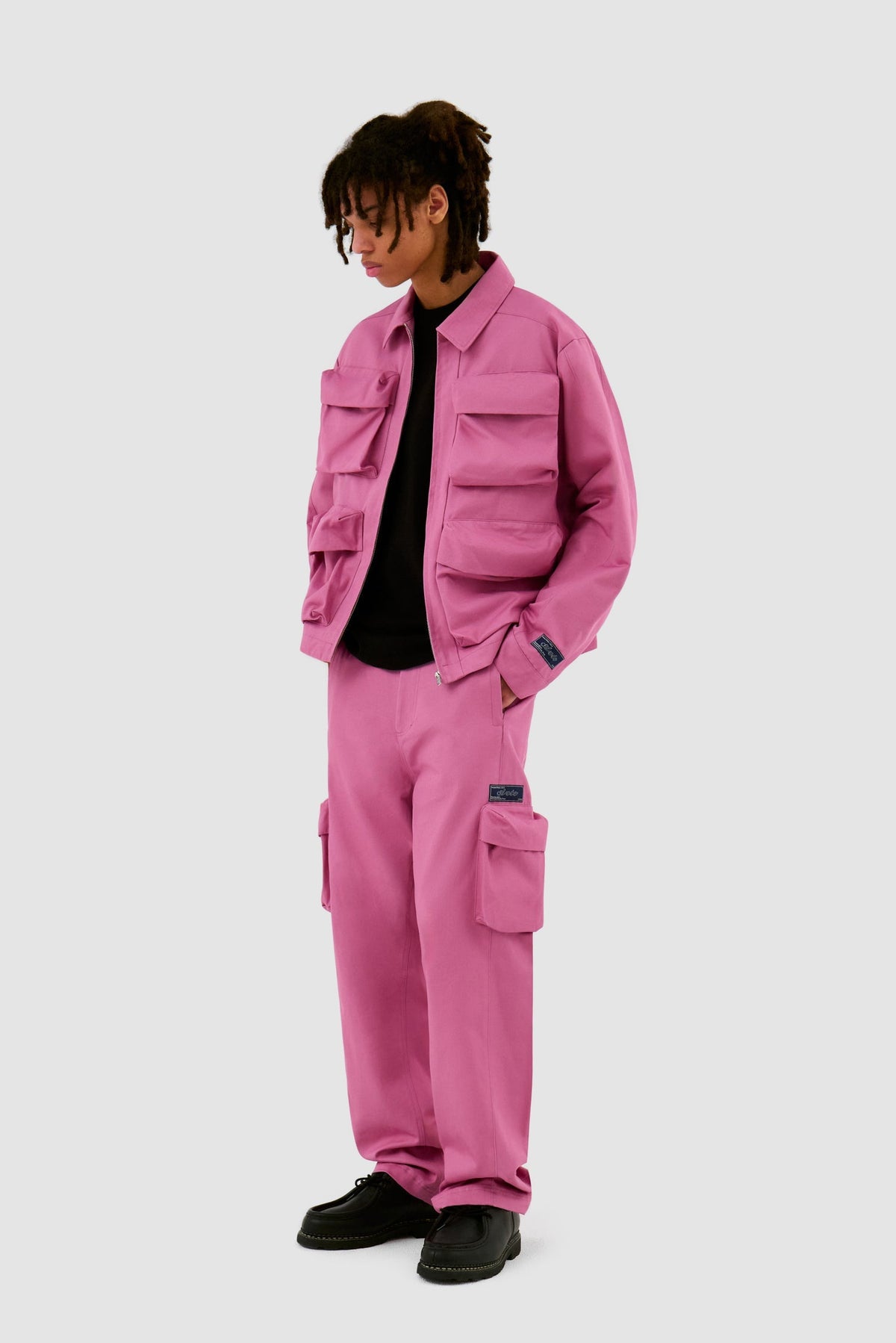 Pantalon en coton à poches 3D - Rose