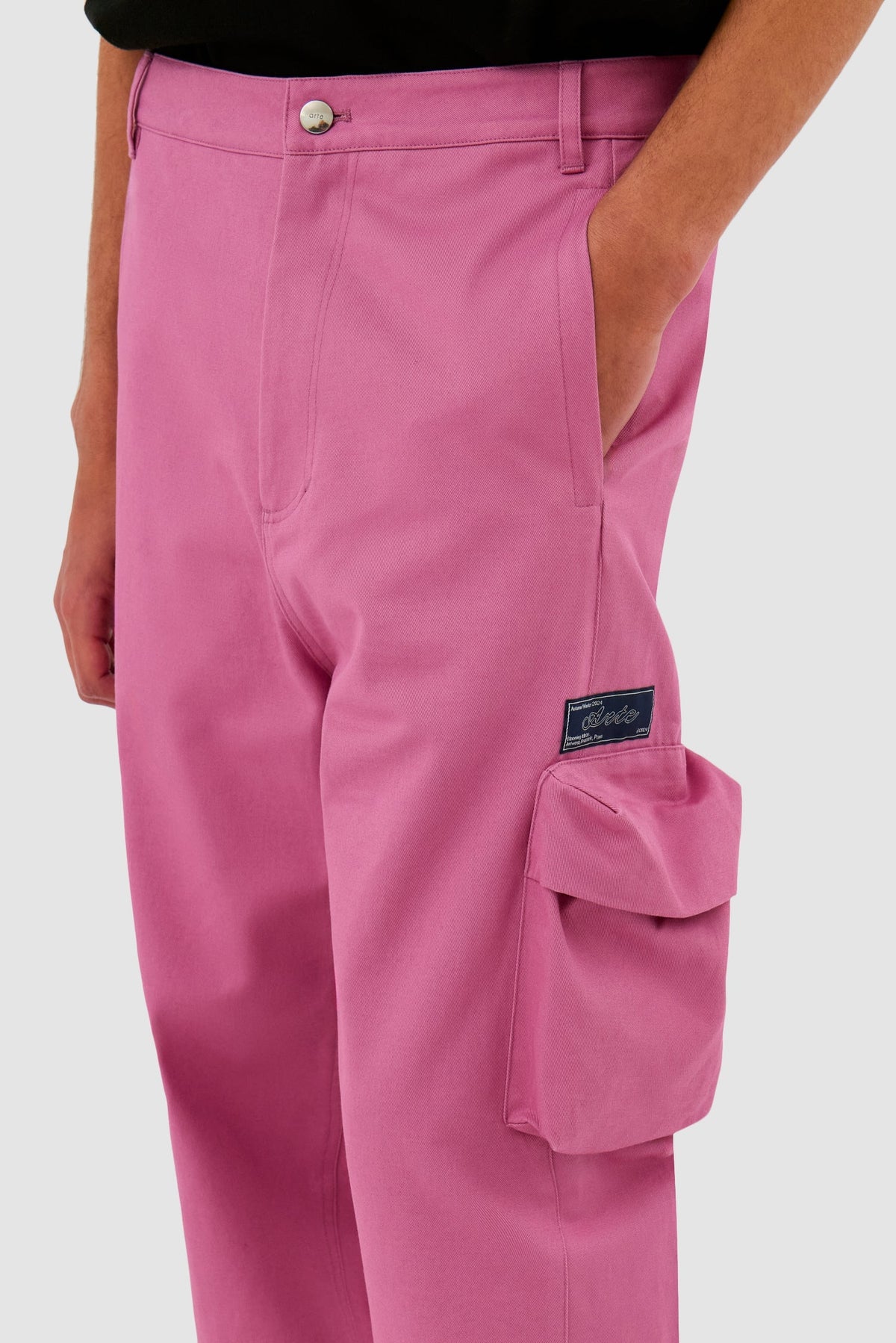 Pantalon en coton à poches 3D - Rose