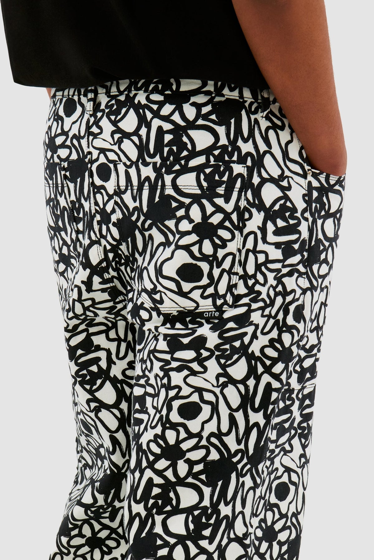 Pantalon Allover Flowers - Noir/Blanc