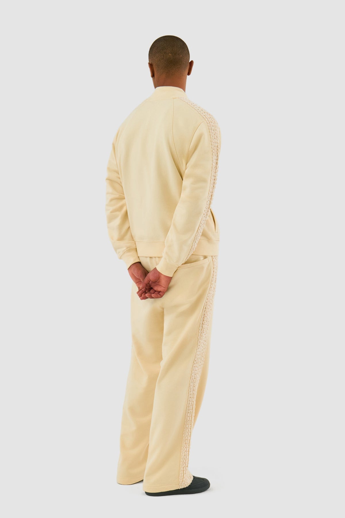 Pantalon à bandes fleuries - Crème