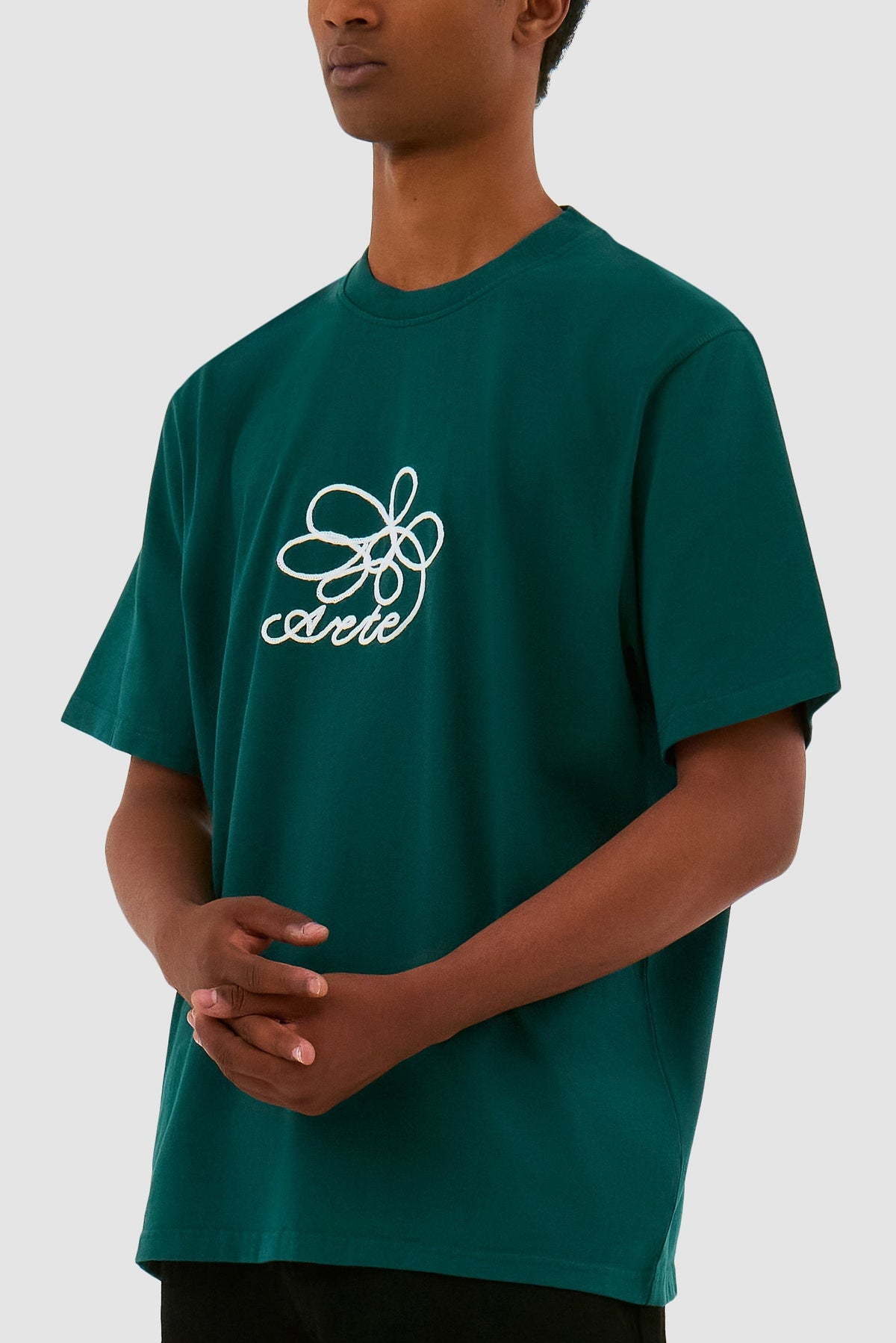 T-shirt brodé de fleurs - Vert