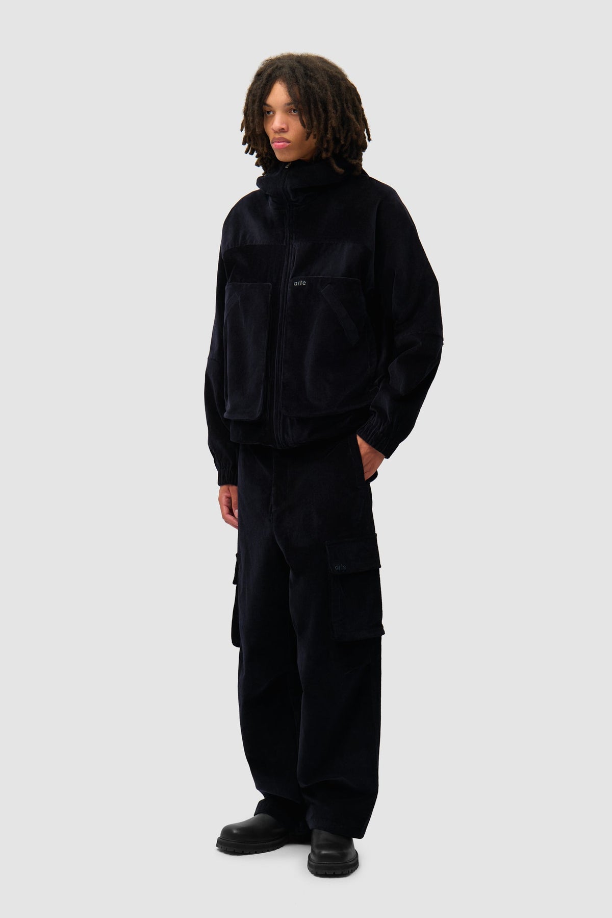 Pantalon cargo en velours côtelé - Marine