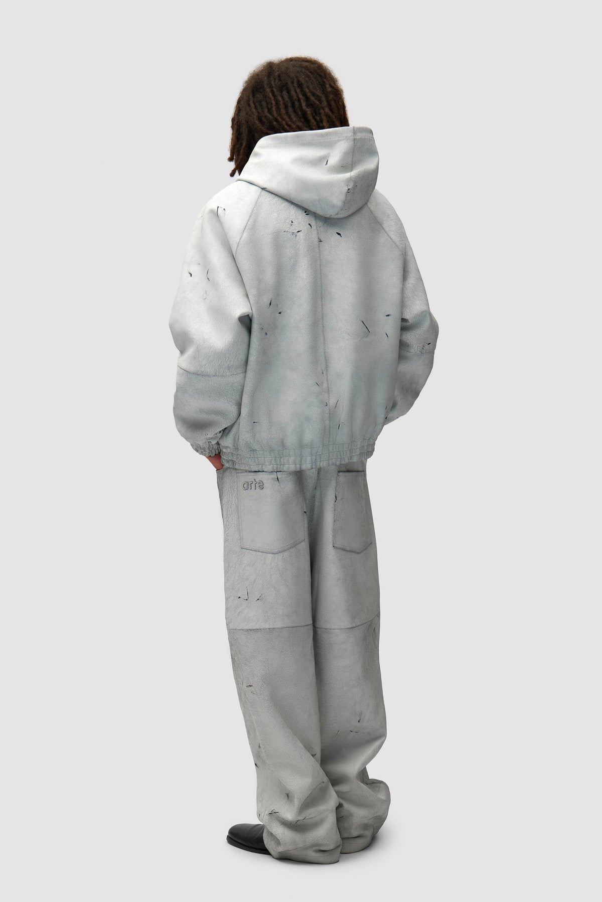 Pantalon en cuir craquelé - Blanc