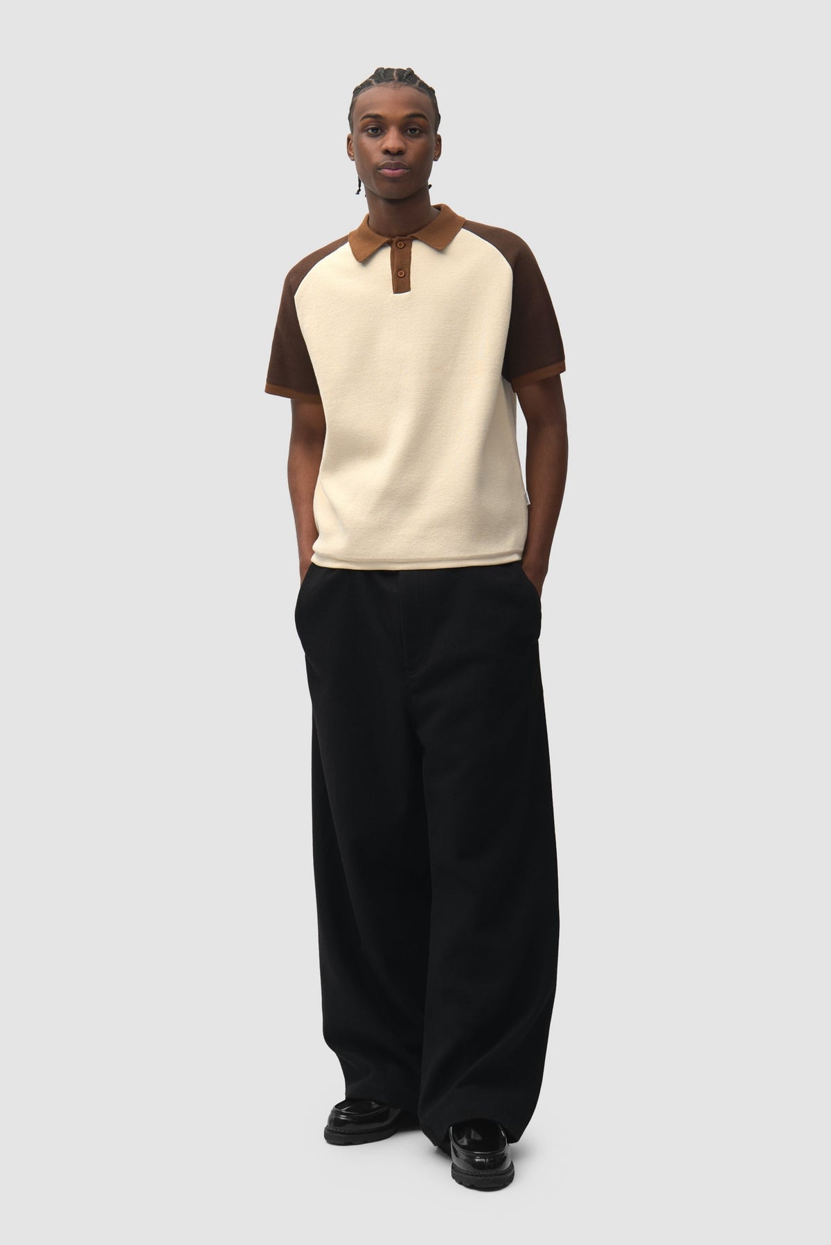 Pantalon de galerie plissé en laine - Noir