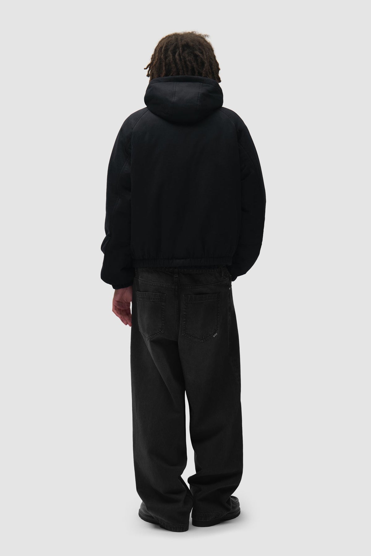 Veste réversible à capuche à carreaux - Noire