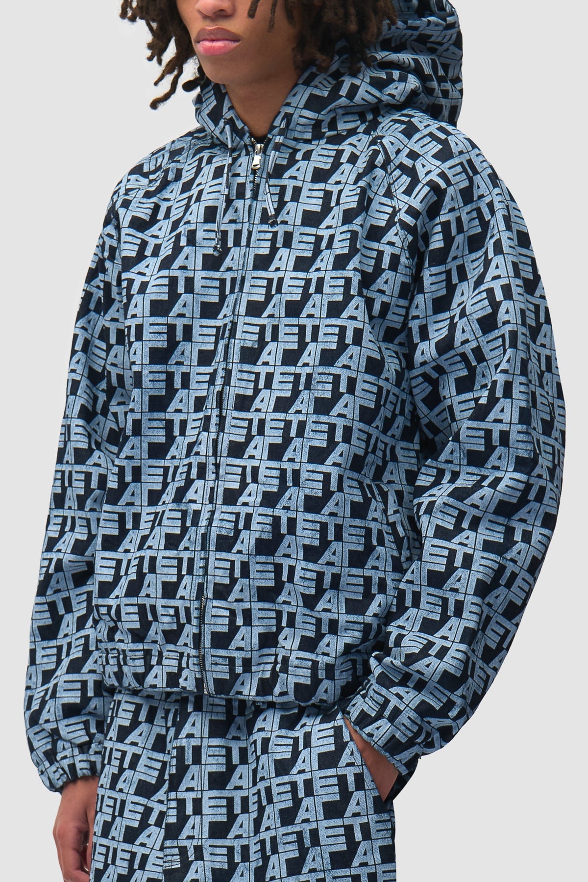 Veste en jean à carreaux sur toute la surface - Jean