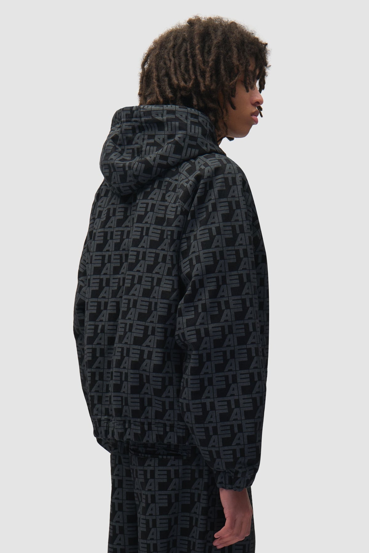 Veste en jean à carreaux sur toute la surface - Jean noir