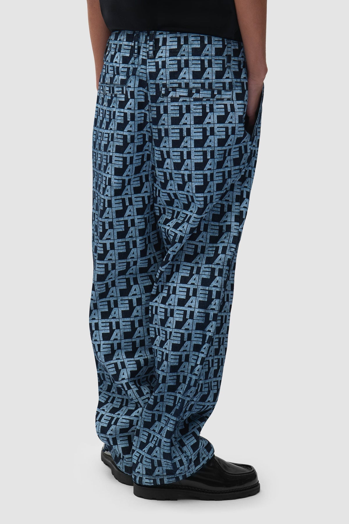 Pantalon à carreaux sur toute la surface - Denim