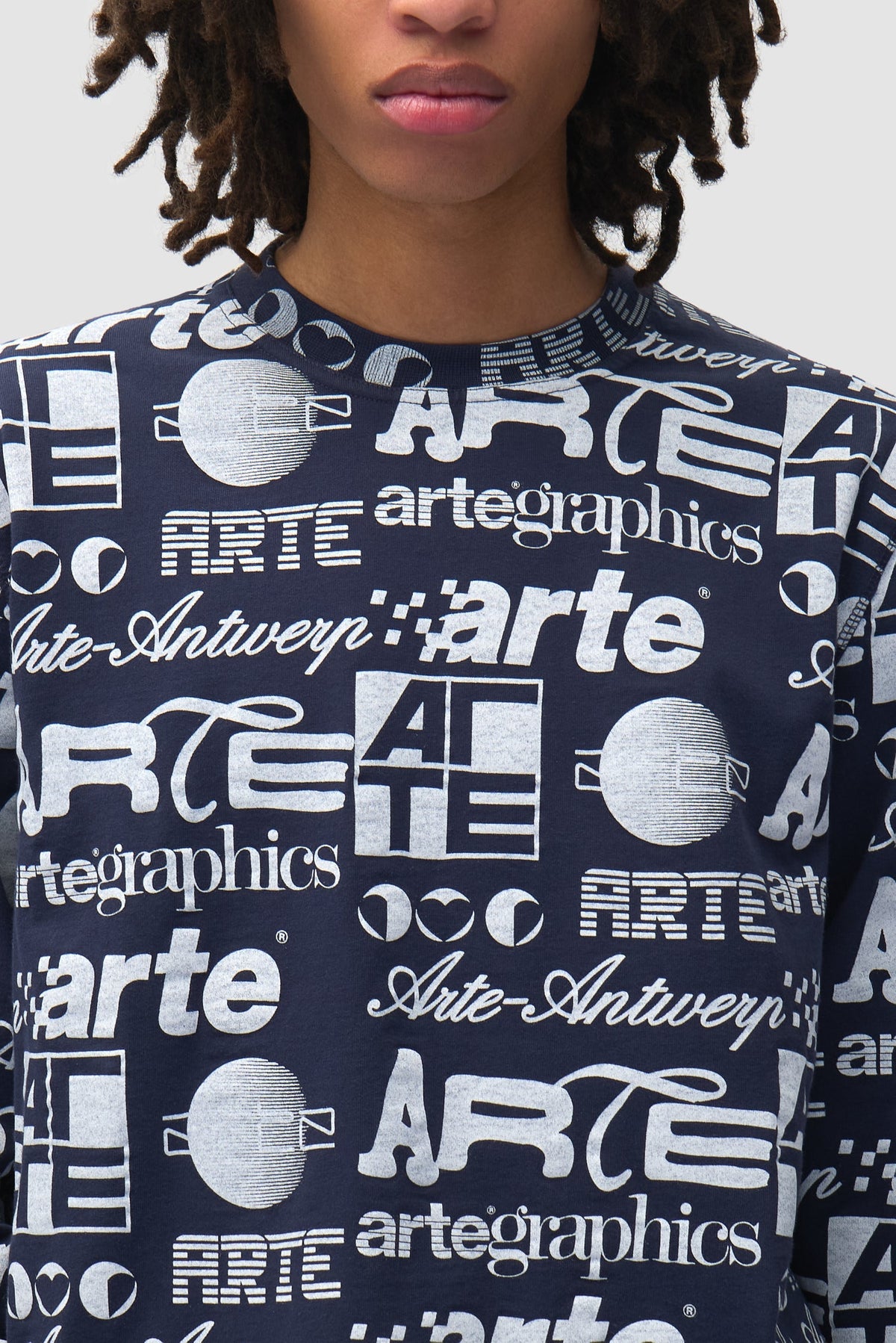 T-shirt à manches longues Polygraphic - Bleu marine/Blanc