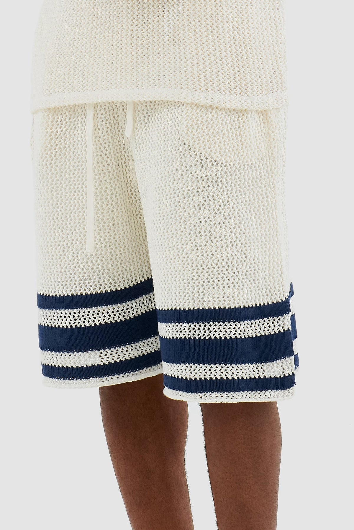 Short à rayures en tricot Shane - Blanc