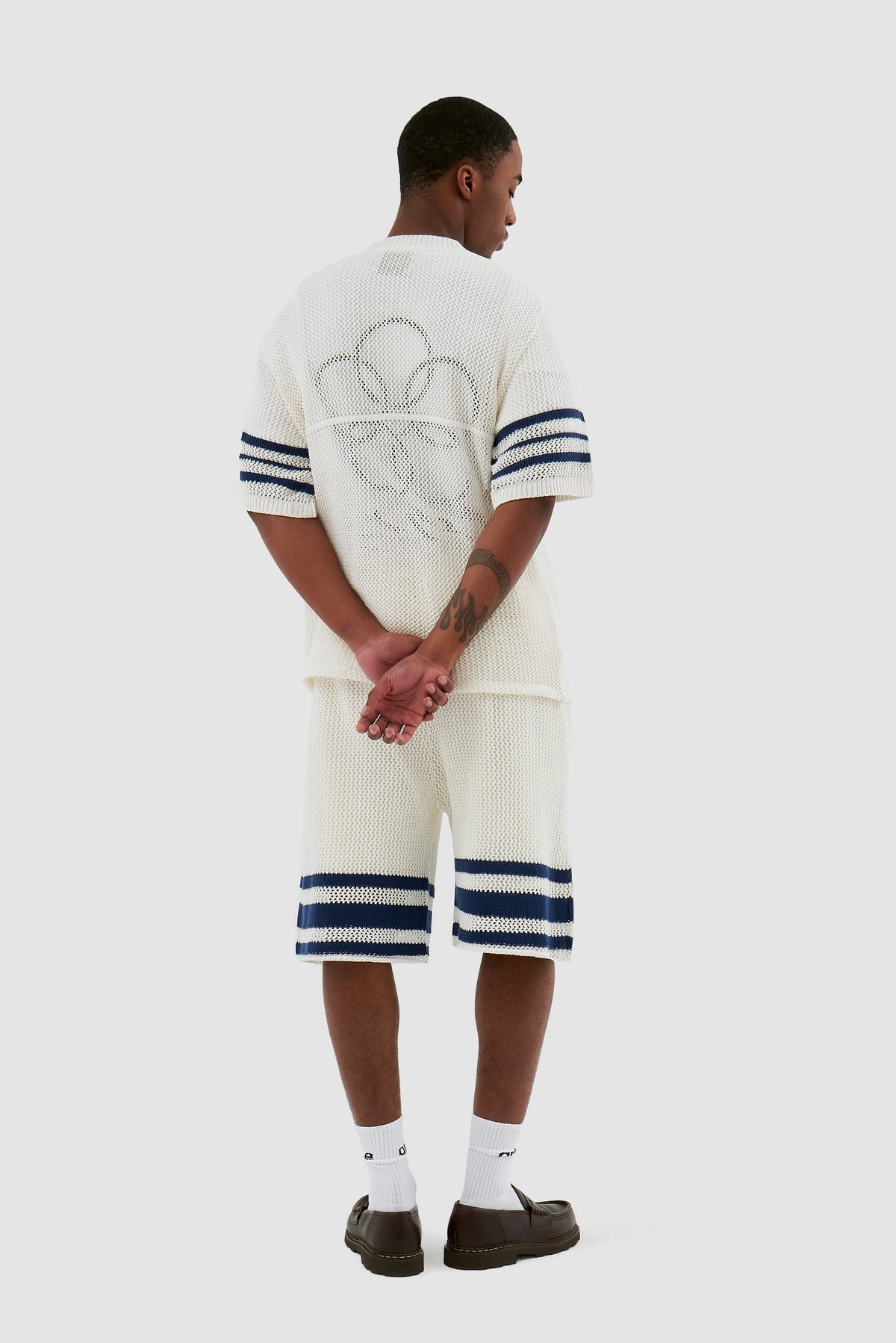 Short à rayures en tricot Shane - Blanc