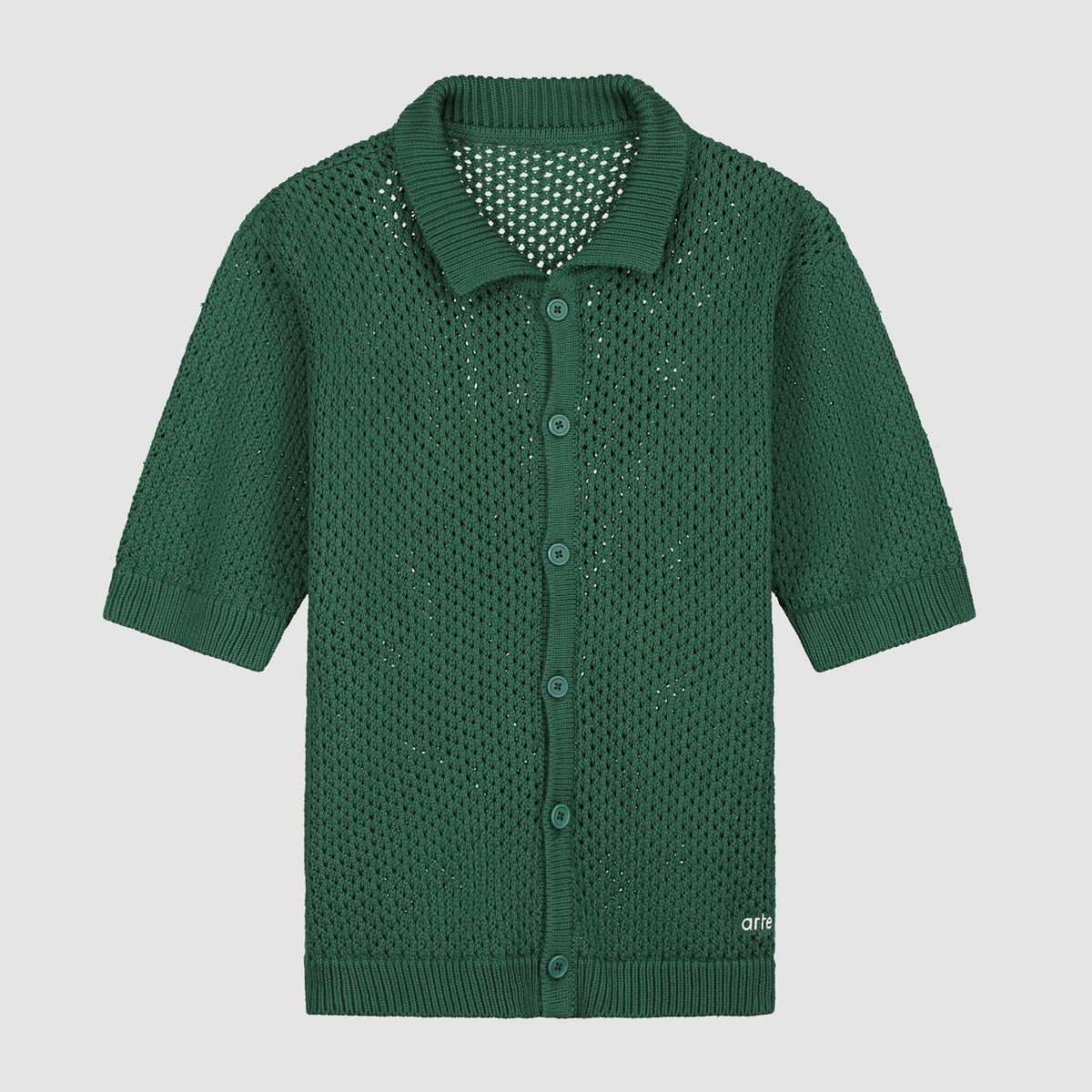 Chemise à boutons en tricot crocheté - Vert