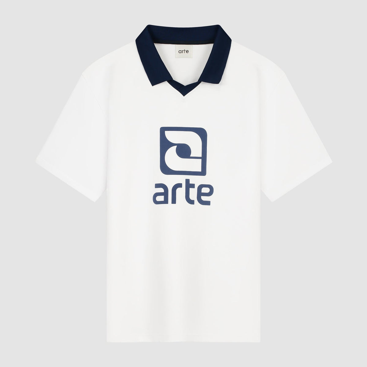 T-shirt avec col à logo - Blanc/Marine