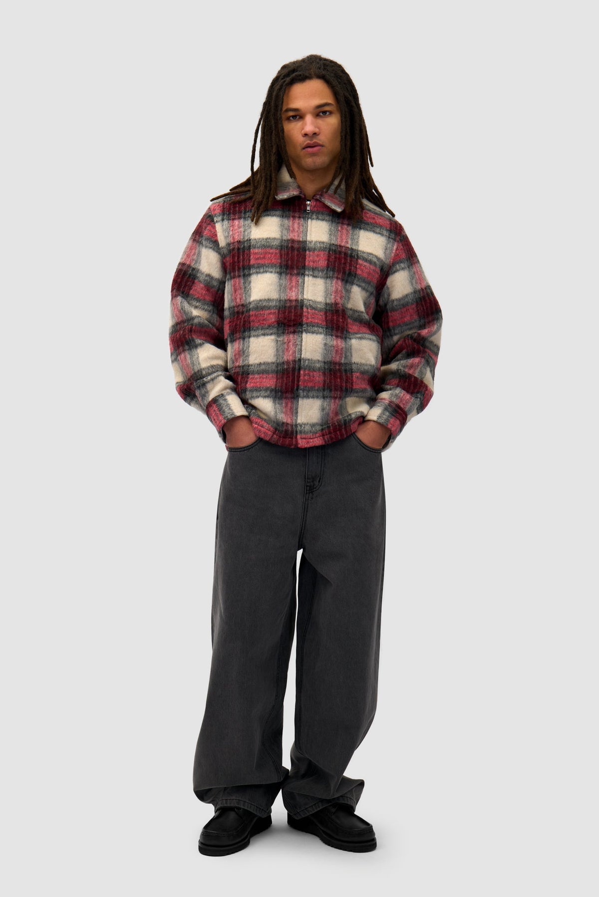 Chemise à fermeture éclair - Plaid