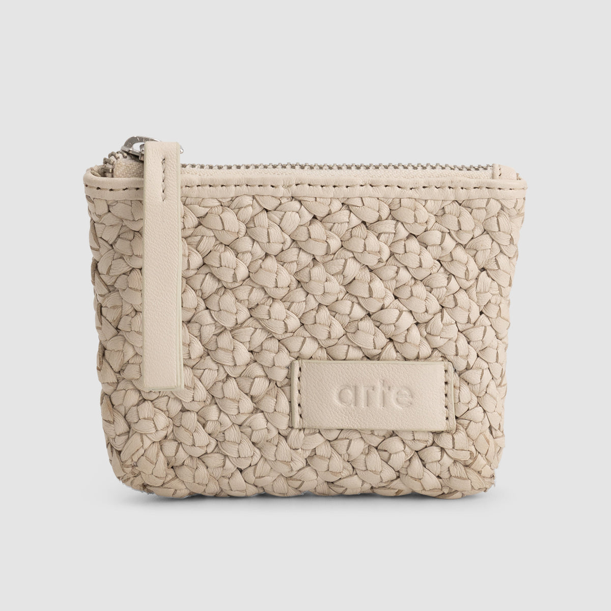 Portefeuille en cuir tressé - Crème