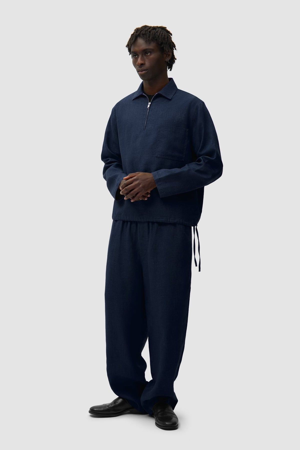 Pantalon en lin - Bleu marine