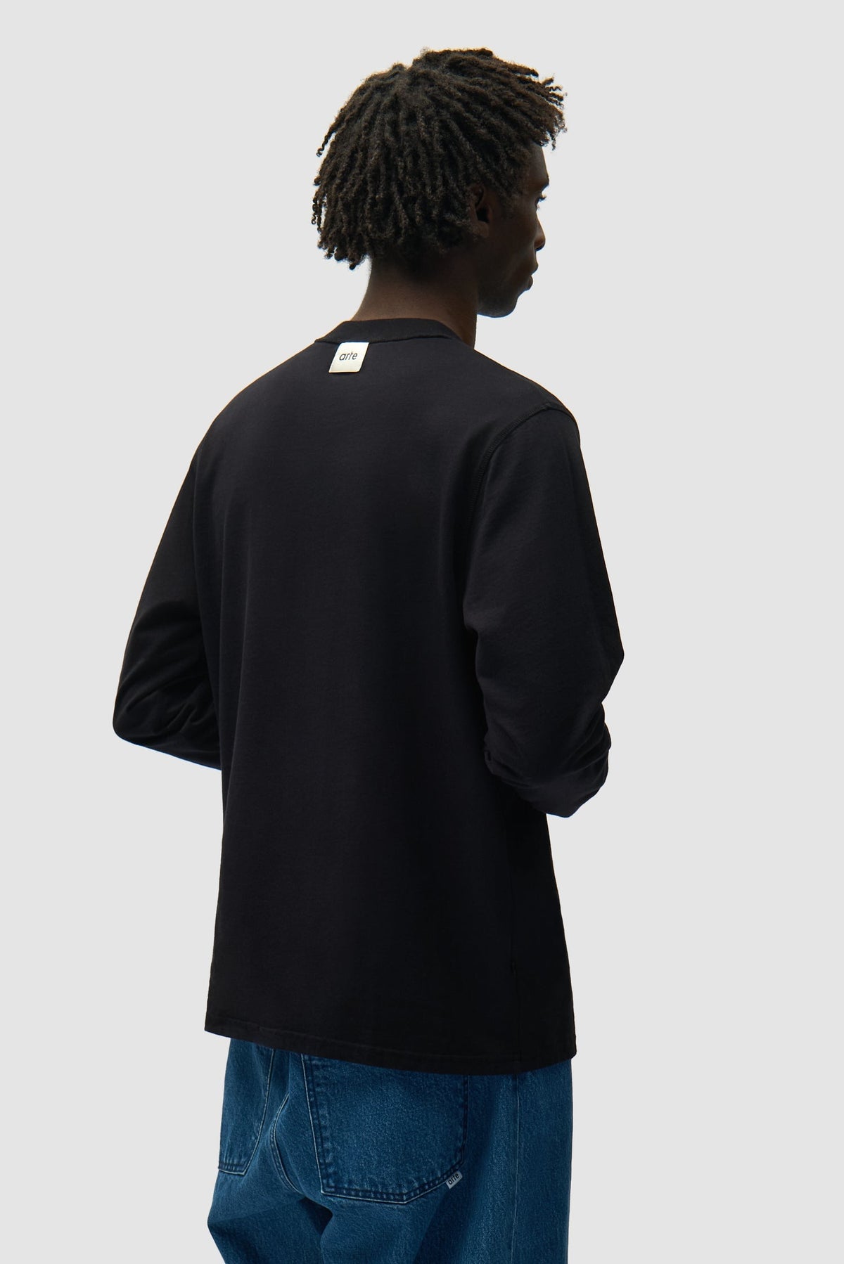 T-shirt à manches longues avec étiquette réversible - Noir