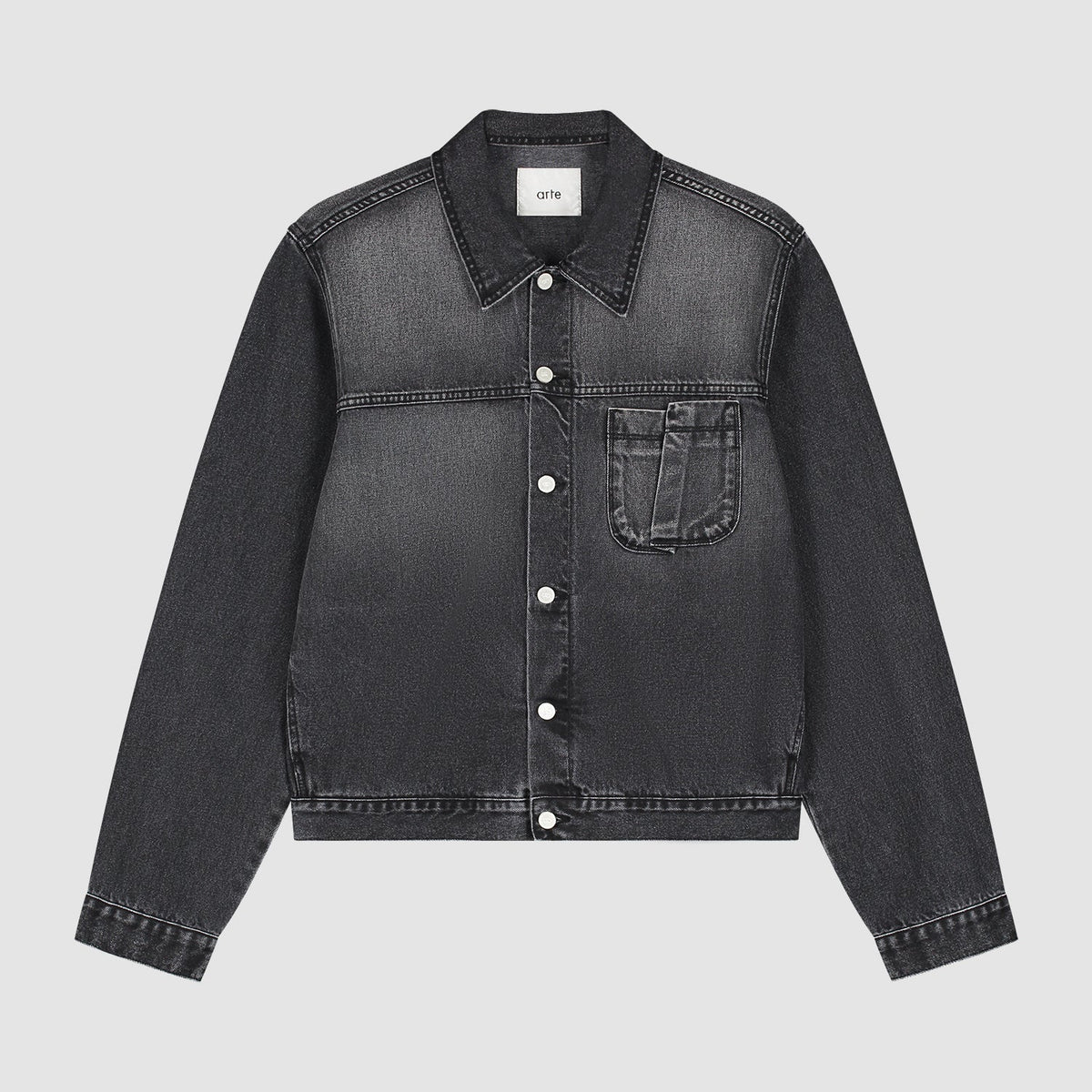 Veste en jean à poches plissées - Noir délavé