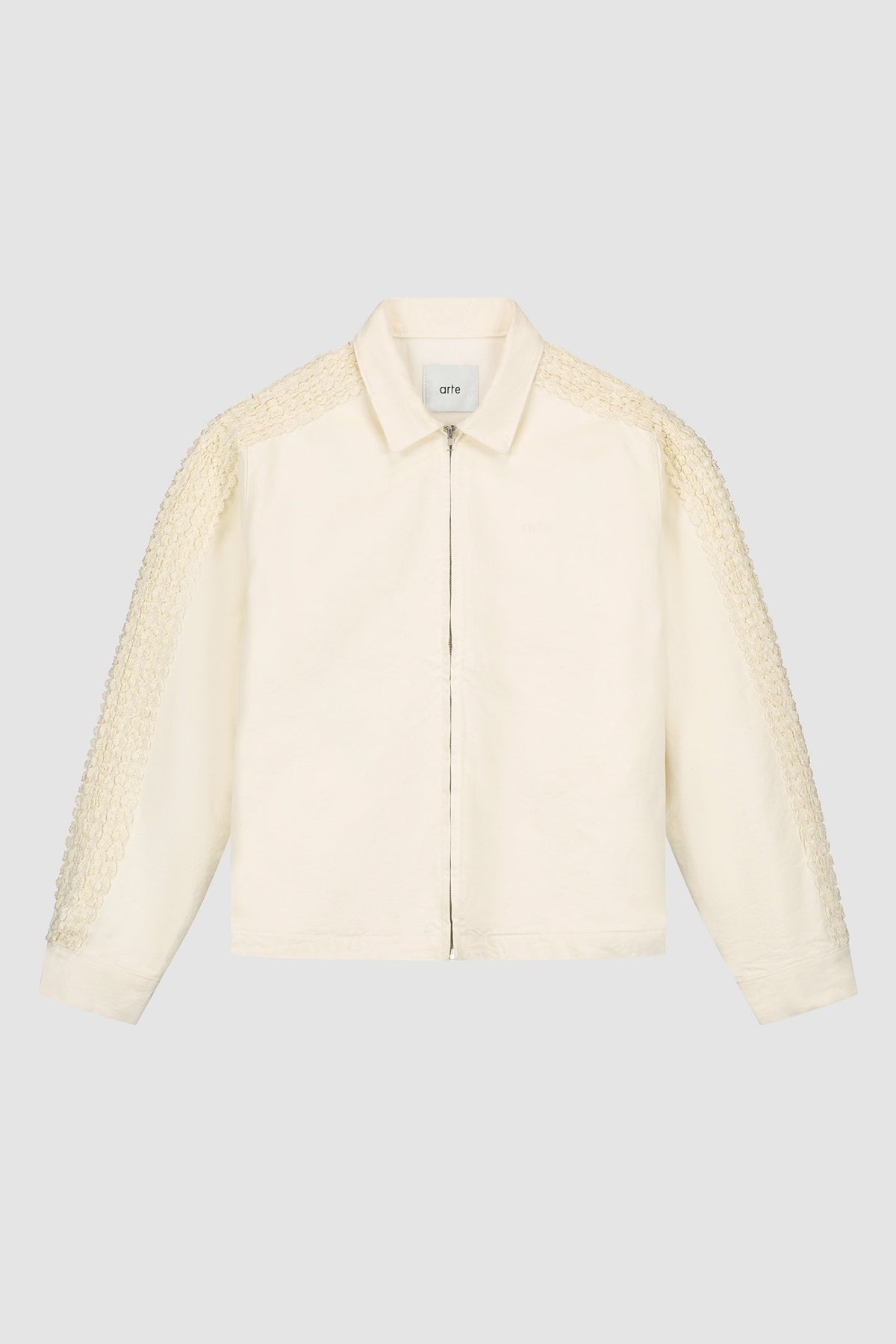 Veste à bandes fleuries - Crème