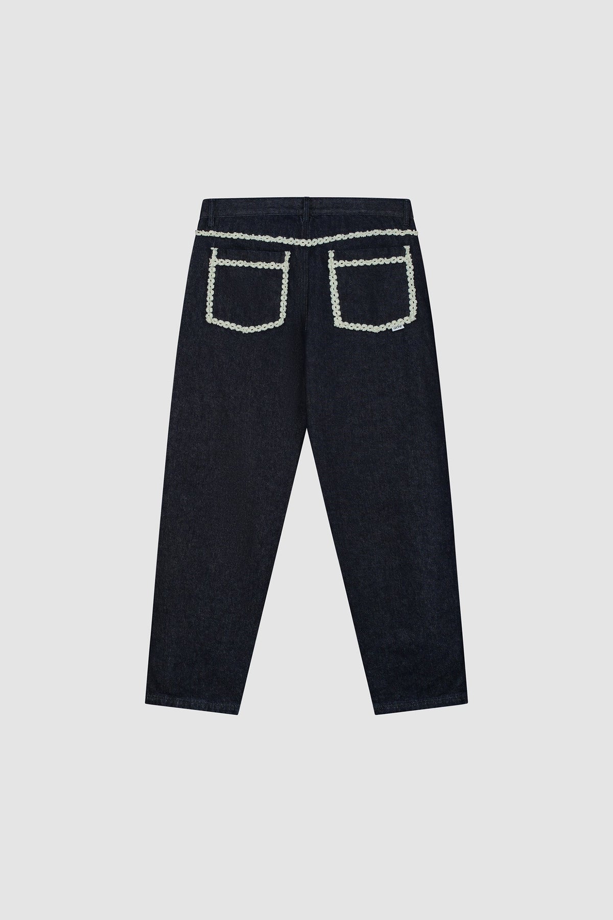 Pantalon en denim à bordures fleuries - Dark Wash