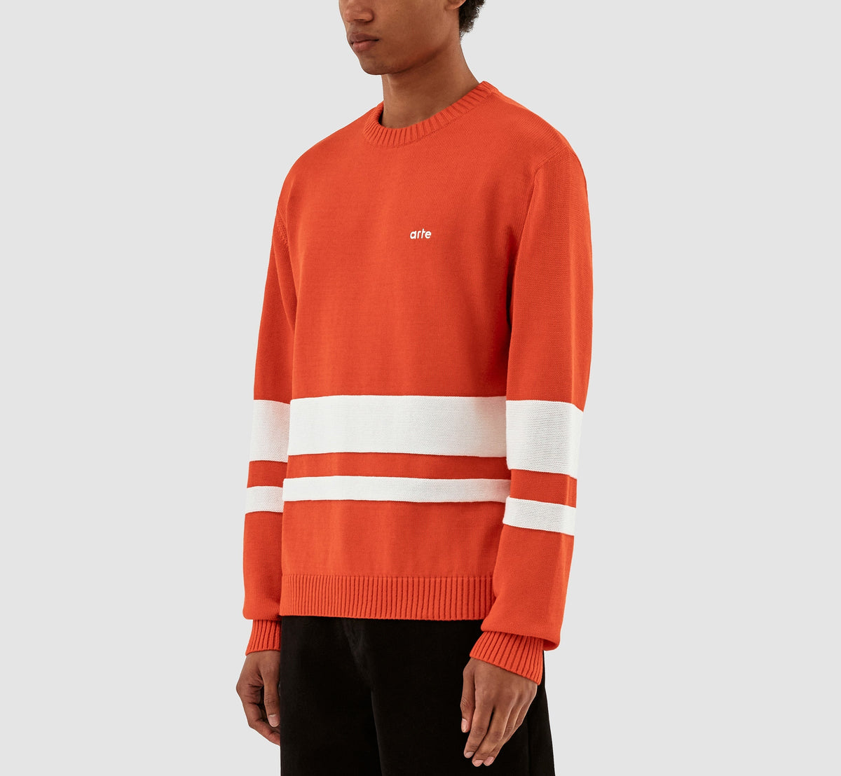 Pull en tricot rayé - Rouge/Blanc