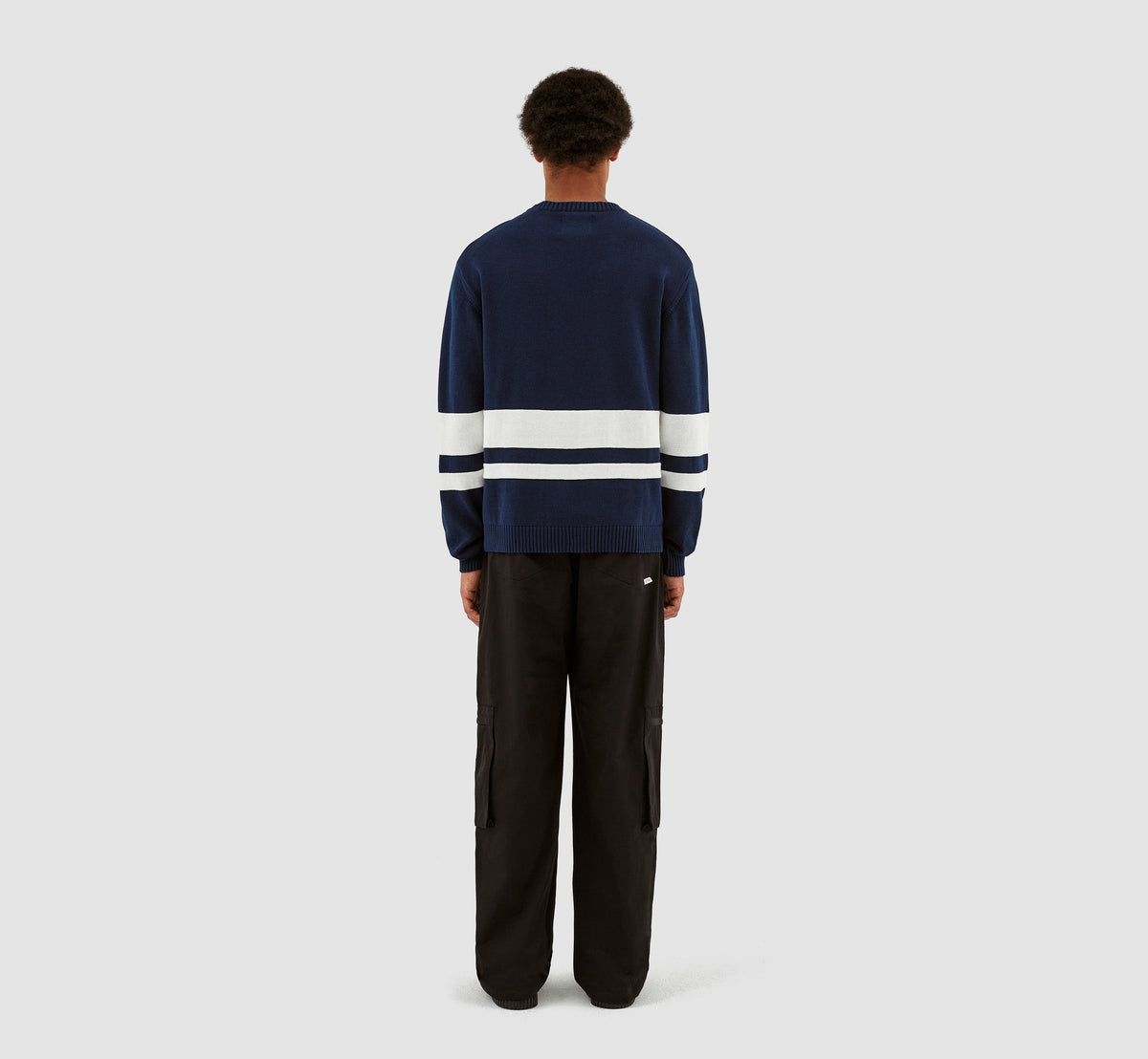 Pull en tricot rayé - Navy/White