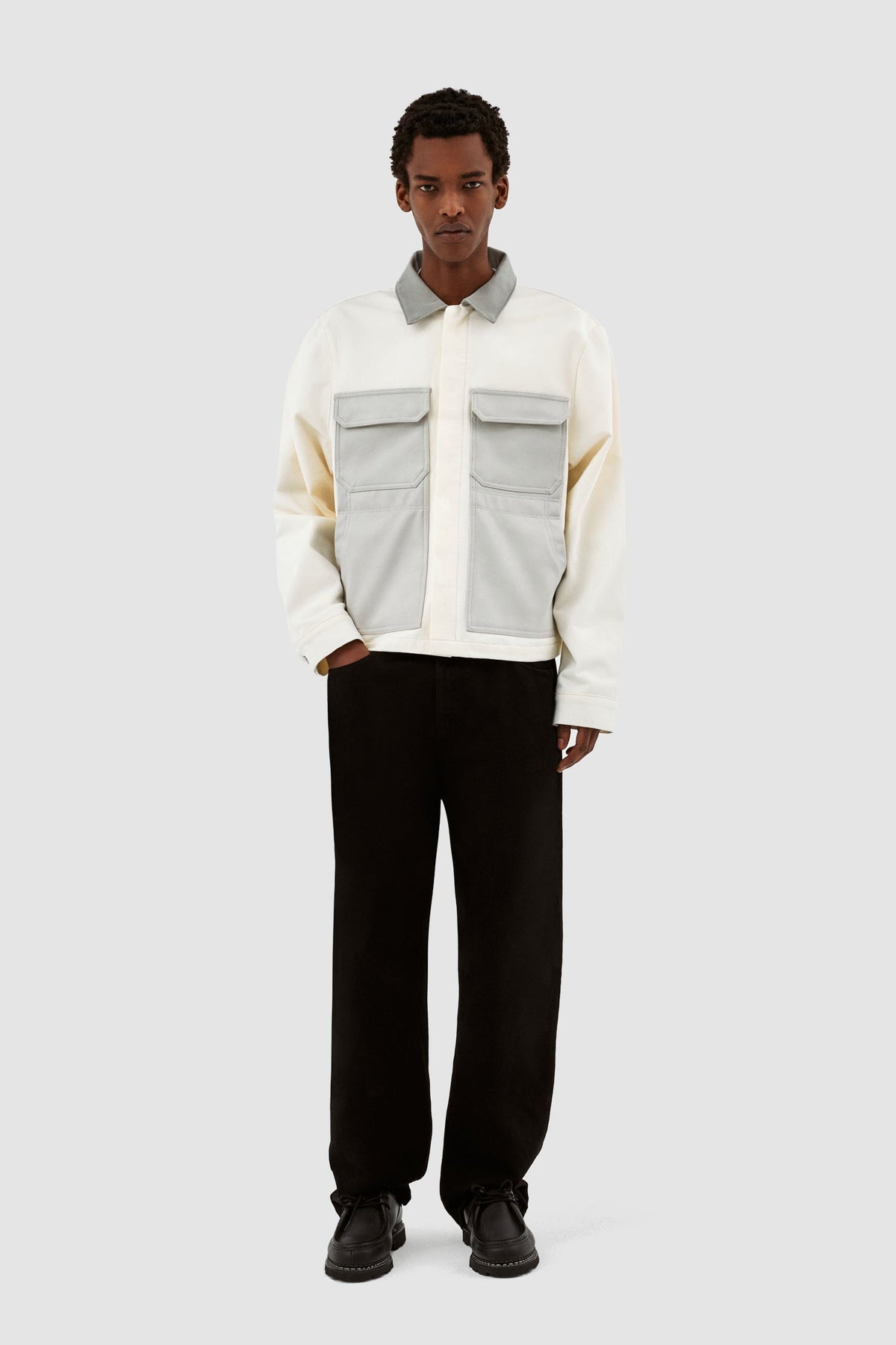 John Contrast Jacket - Crème/Gris
