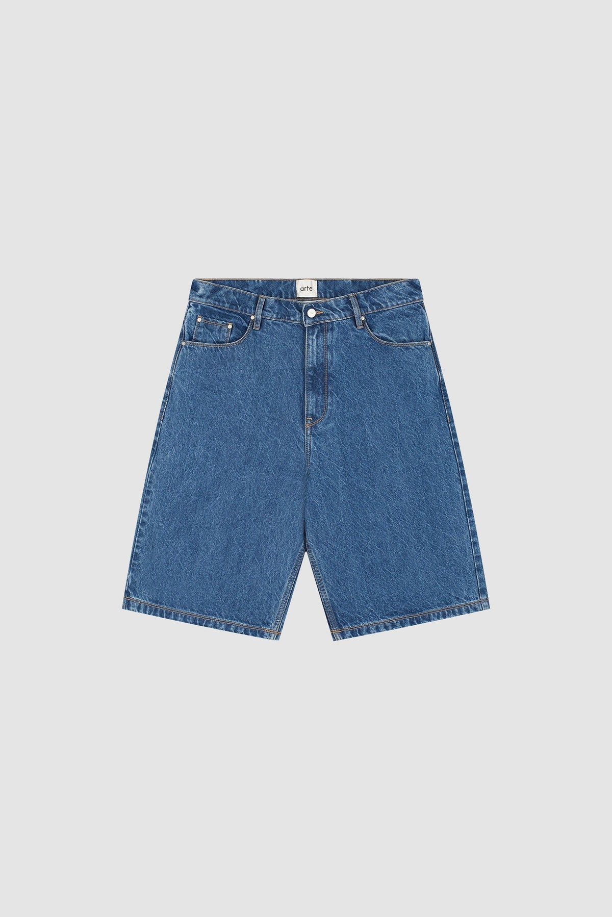 Short en denim à poches rondes - Denim brut
