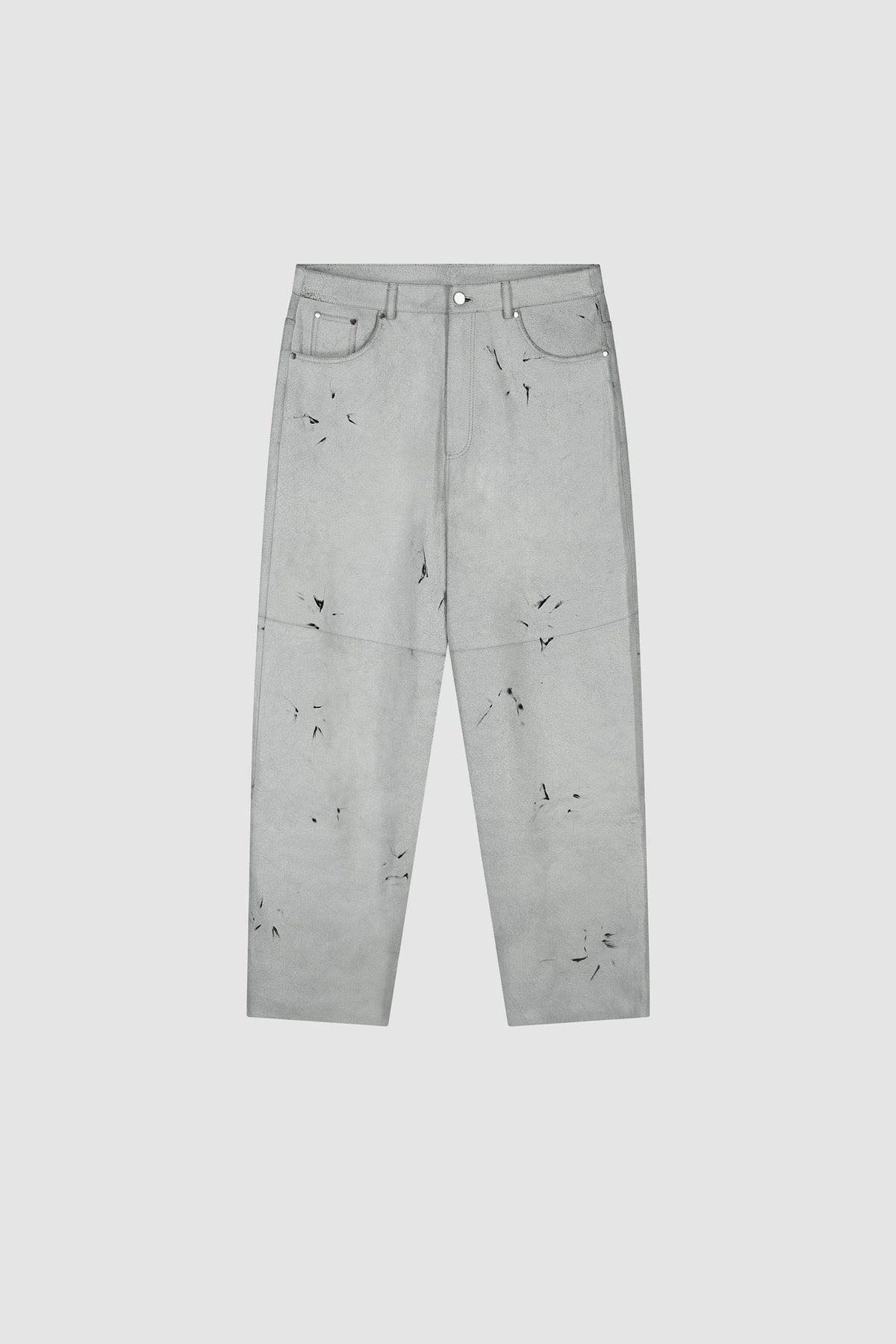 Pantalon en cuir craquelé - Blanc