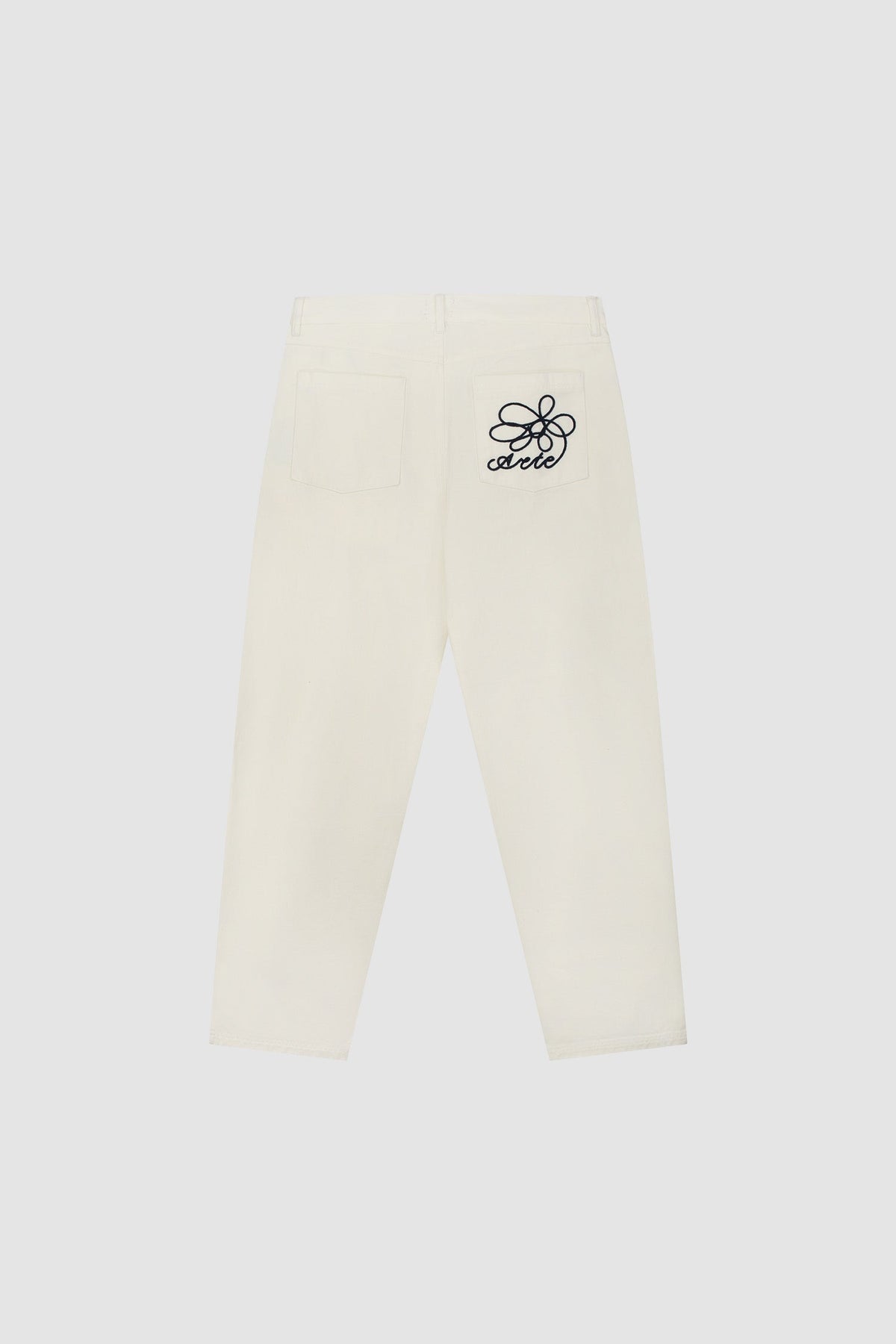 Pantalon à poches brodées - Crème
