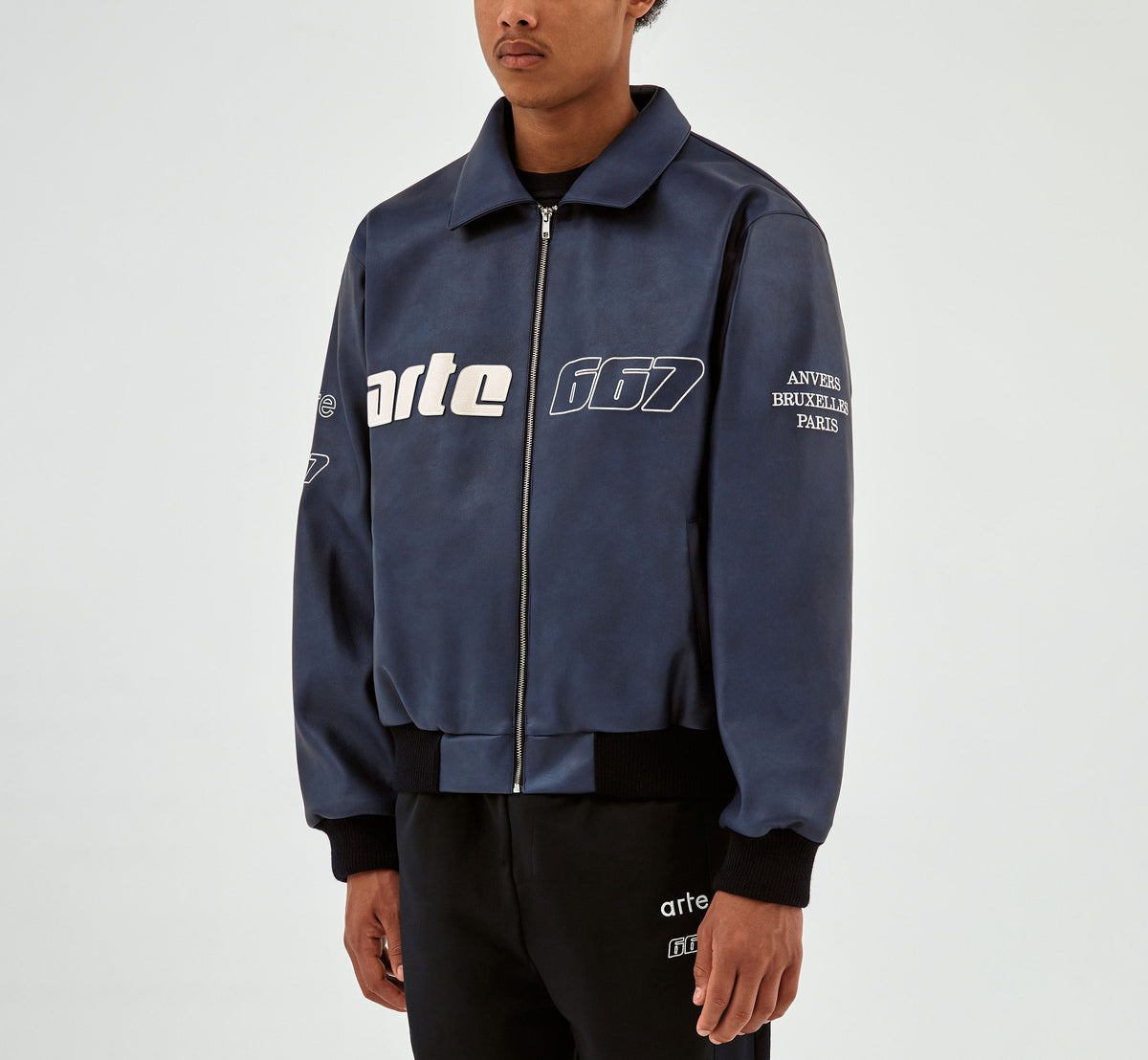 667 Veste en cuir - Marine