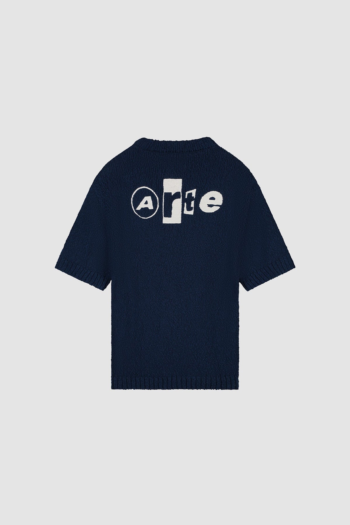T-shirt en maille avec motif graphique au dos - Bleu marine