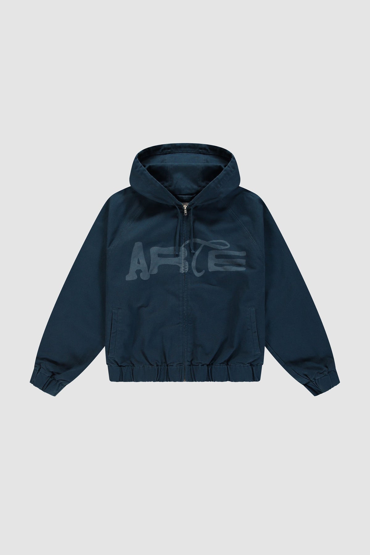 Veste à capuche en toile imprimée au pochoir - Bleu marine