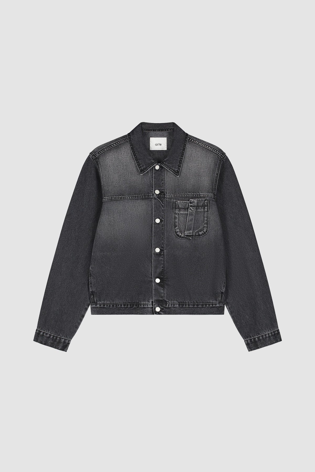 Veste en jean à poches plissées - Noir délavé