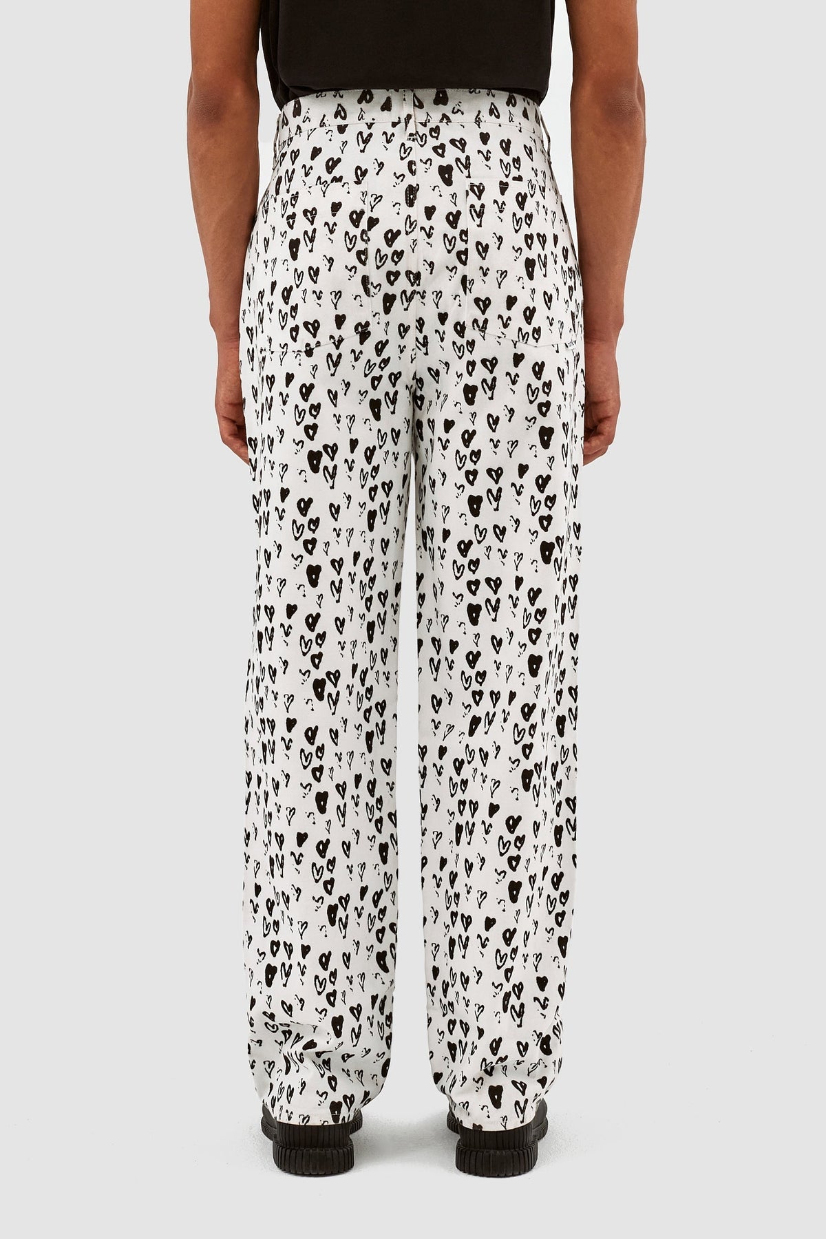 Pantalon Jean Allover Heart - Blanc/Noir