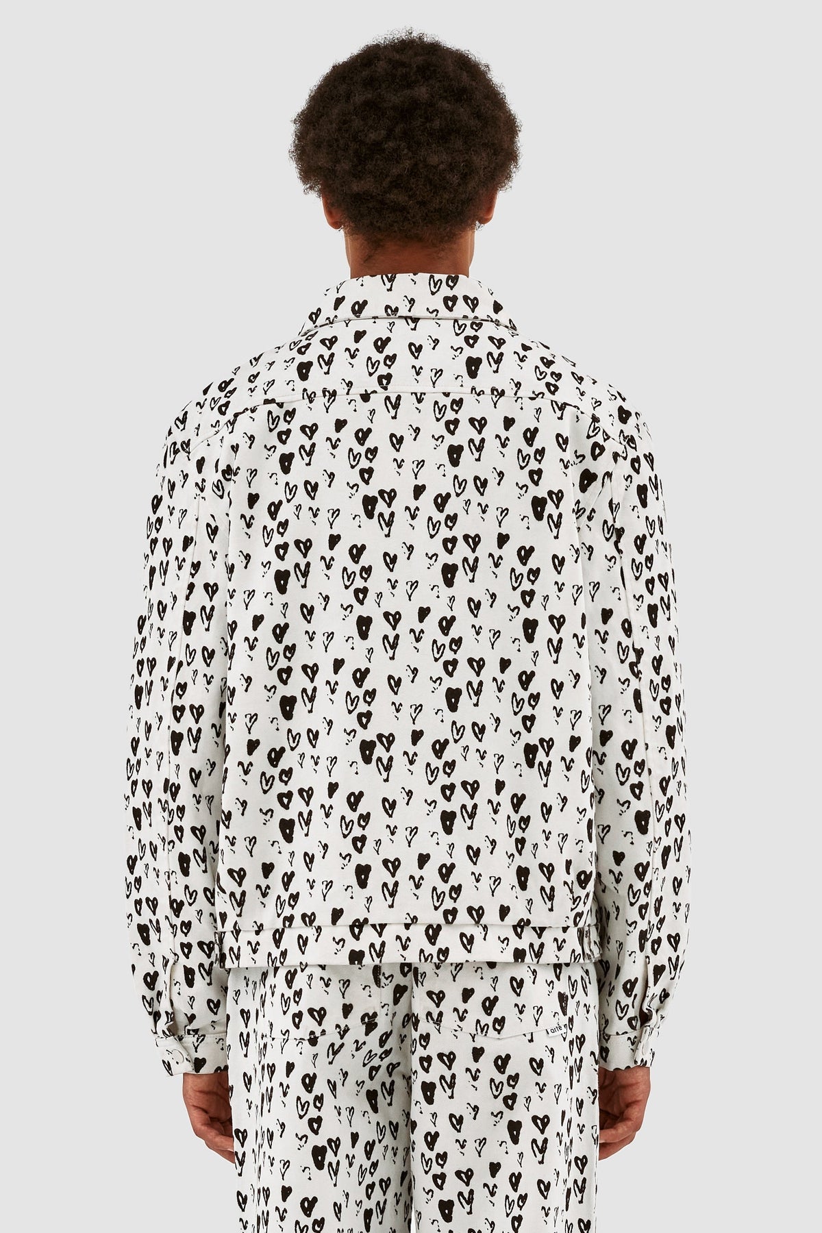 Veste Jean Allover Heart - Blanc/Noir