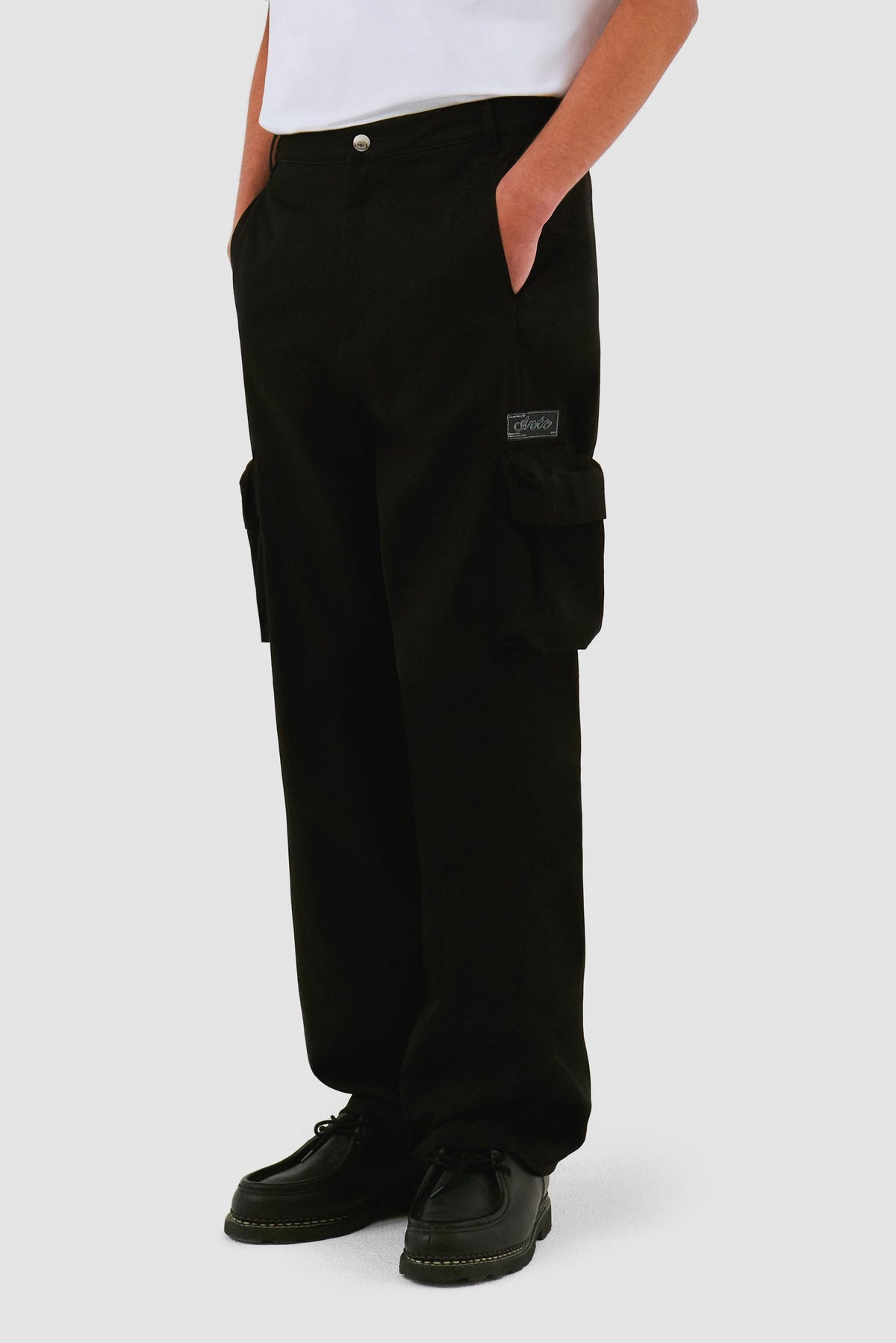 Pantalon en coton à poches 3D - Noir