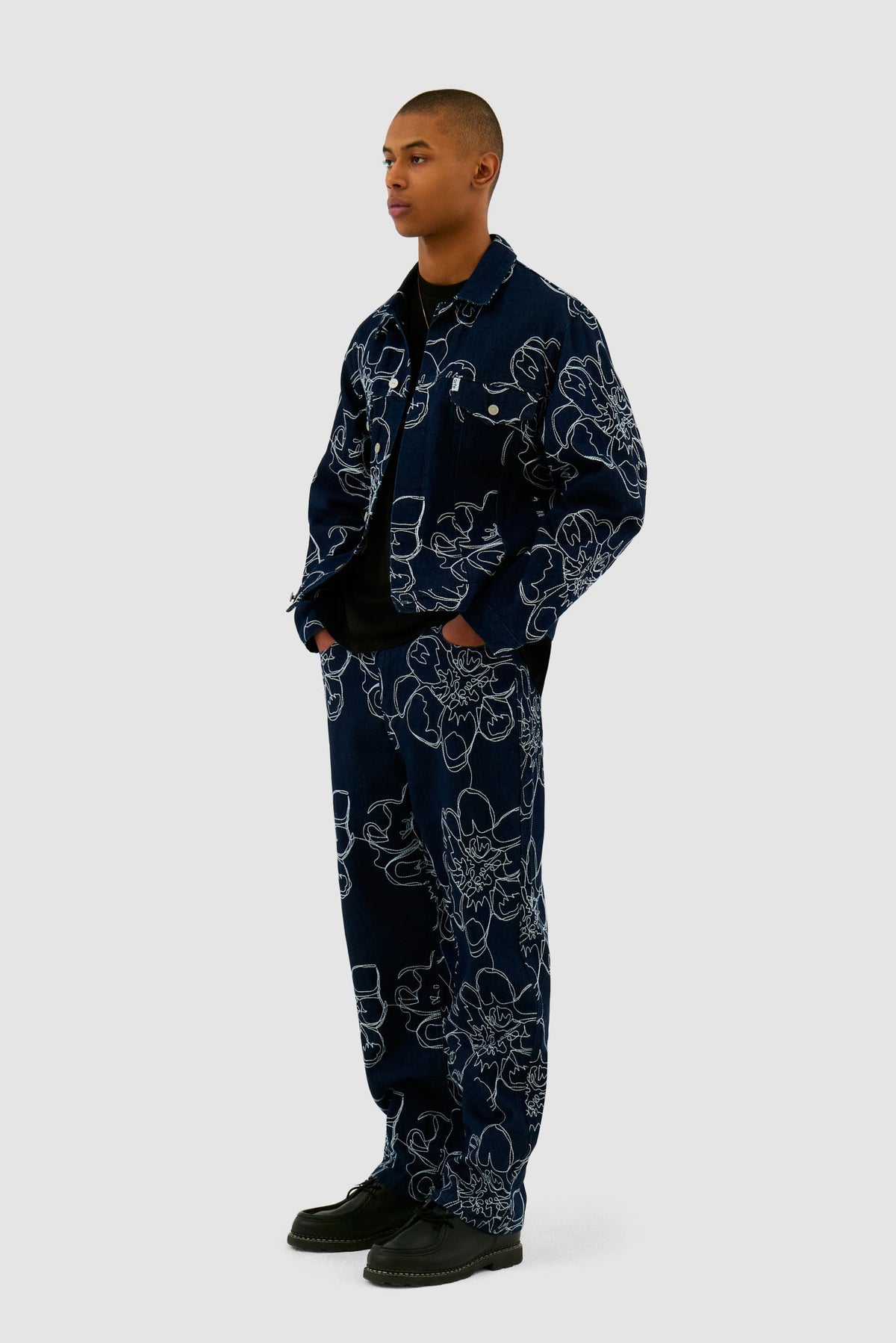 Pantalon à points de fleurs - Marine