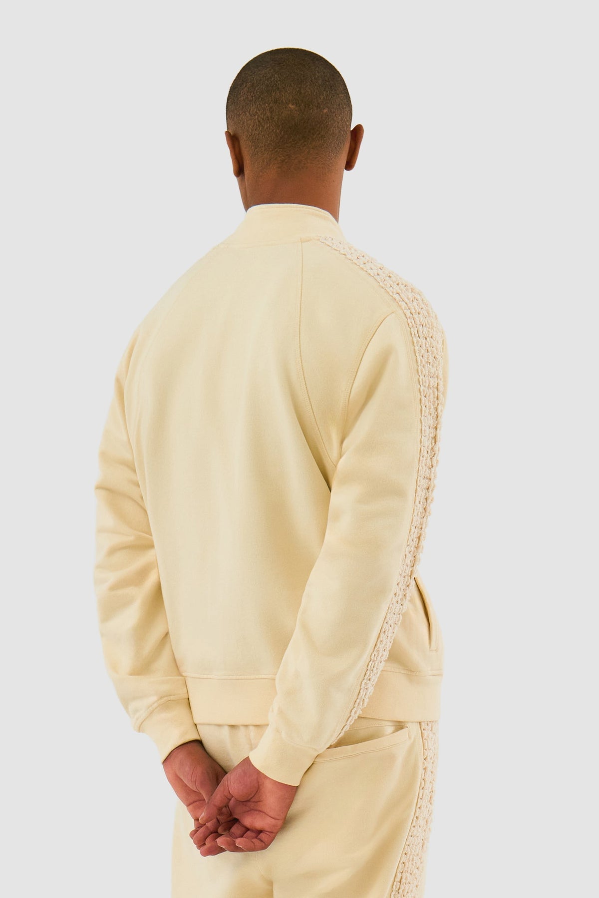 Veste à bandes fleuries - Crème