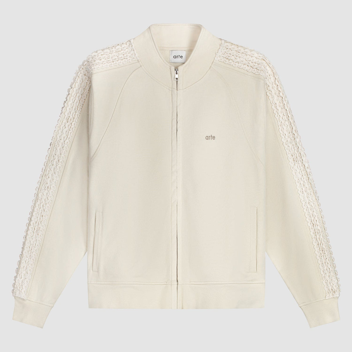 Veste à bandes fleuries - Crème