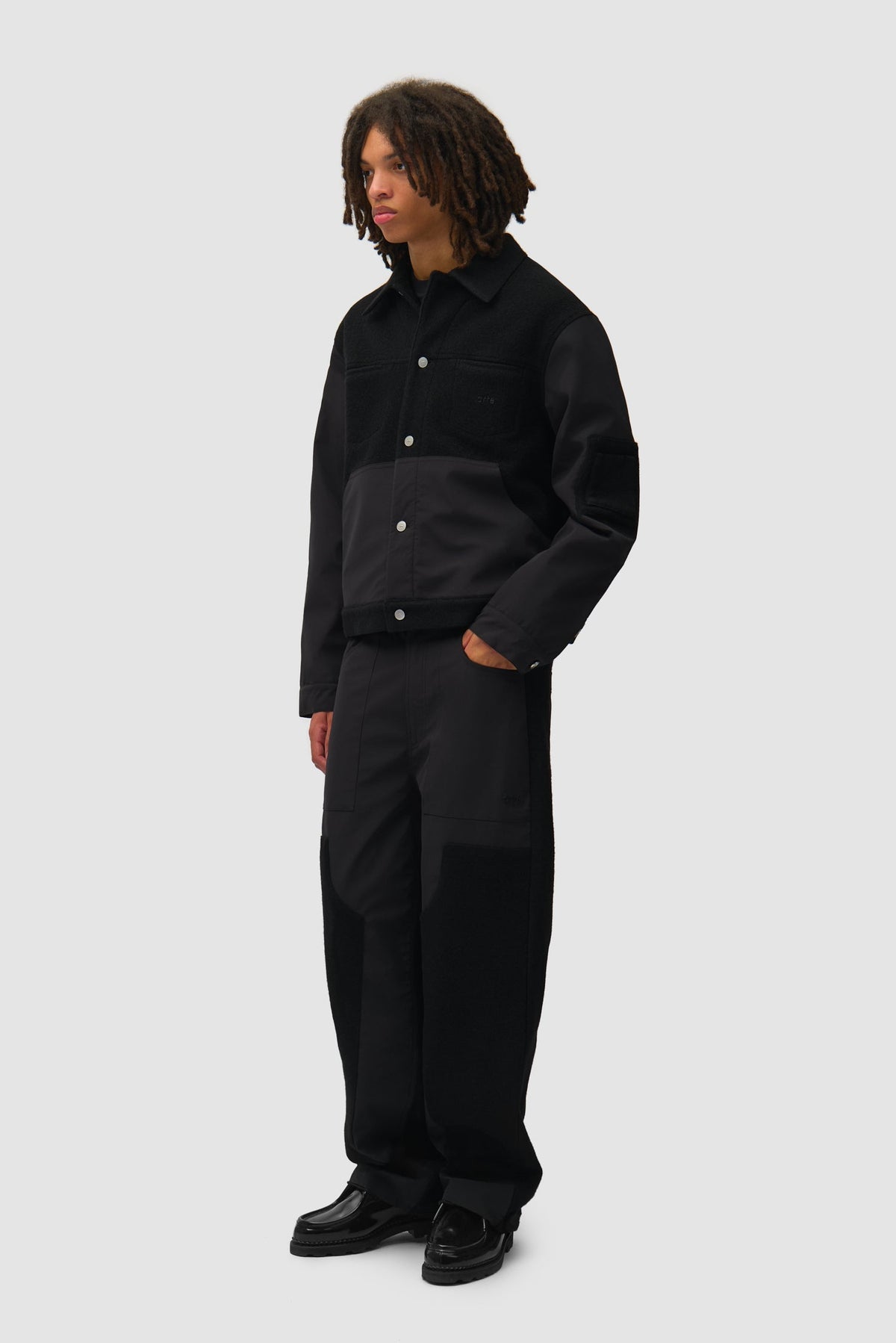 Veste combinée nylon/laine - Noir