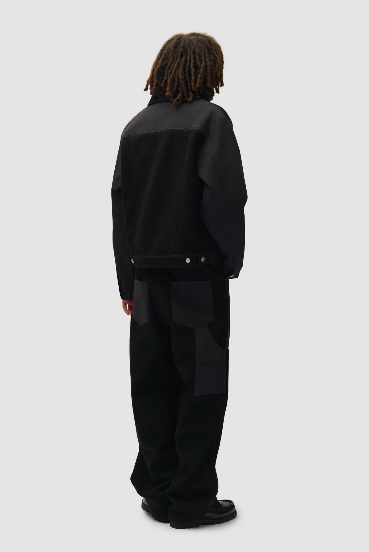 Veste combinée nylon/laine - Noir