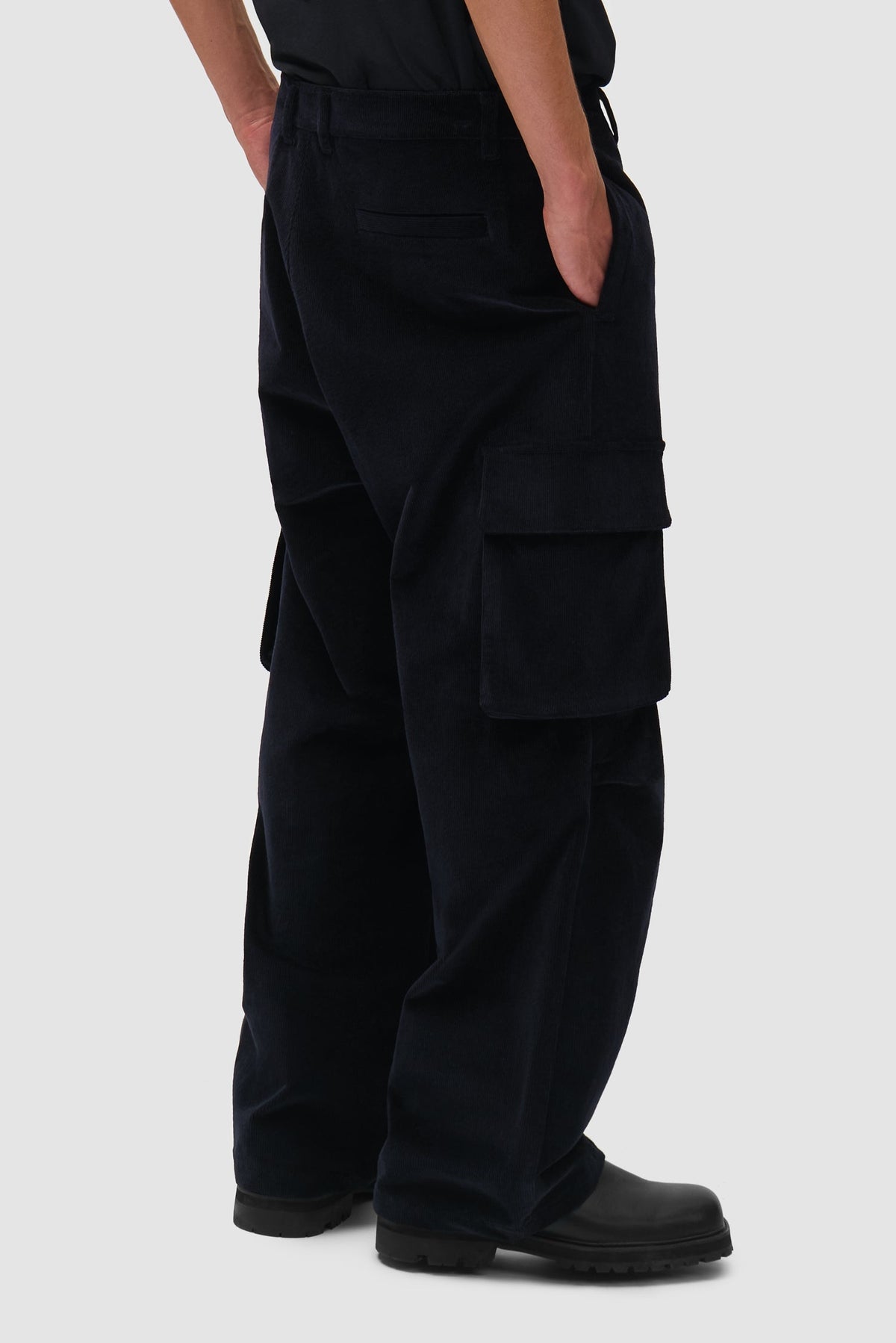 Pantalon cargo en velours côtelé - Marine