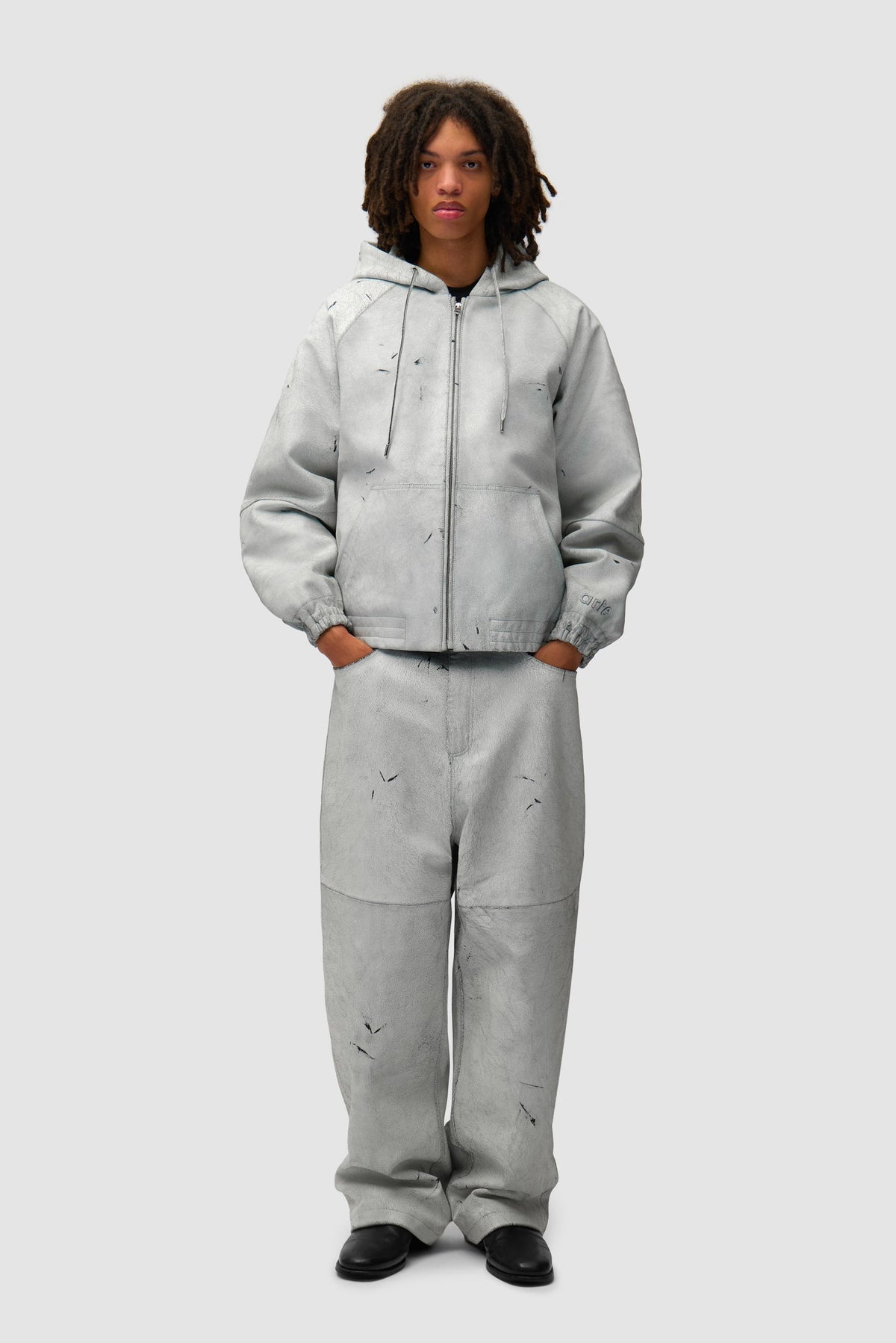 Veste en cuir craquelé - Blanc