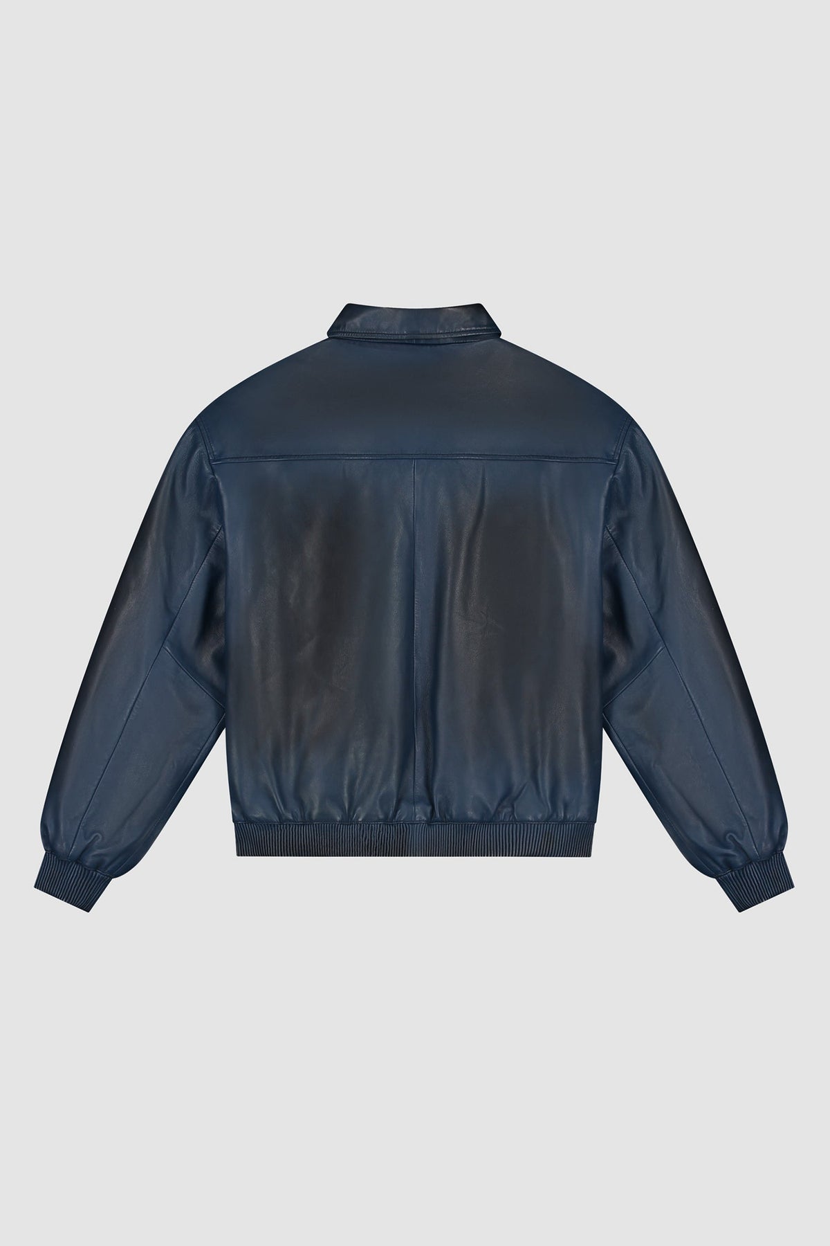Veste en cuir délavé - Marine